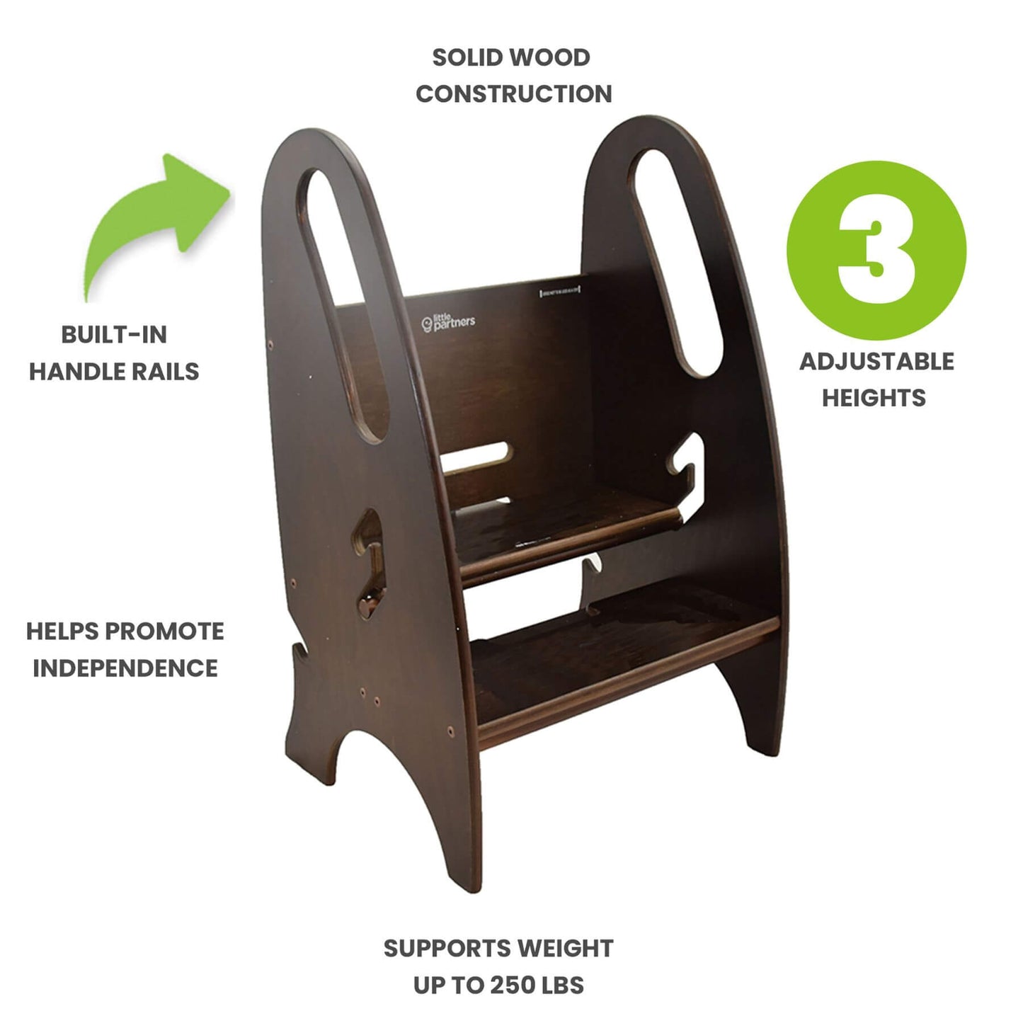 Little Partners 3-in-1 Growing Step Stool Espresso