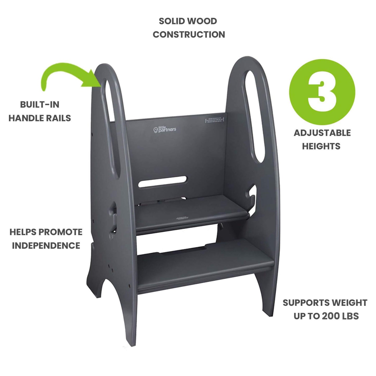 Little Partners 3-in-1 Growing Step Stool Grey