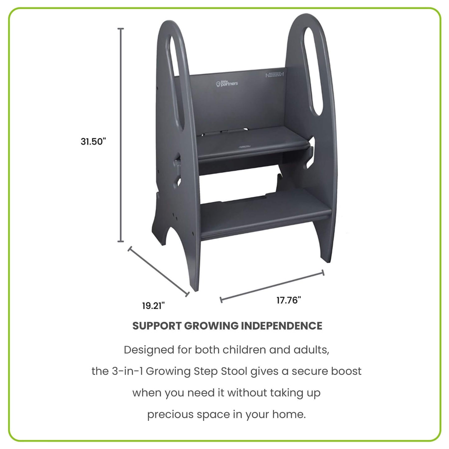 Little Partners 3-in-1 Growing Step Stool Grey