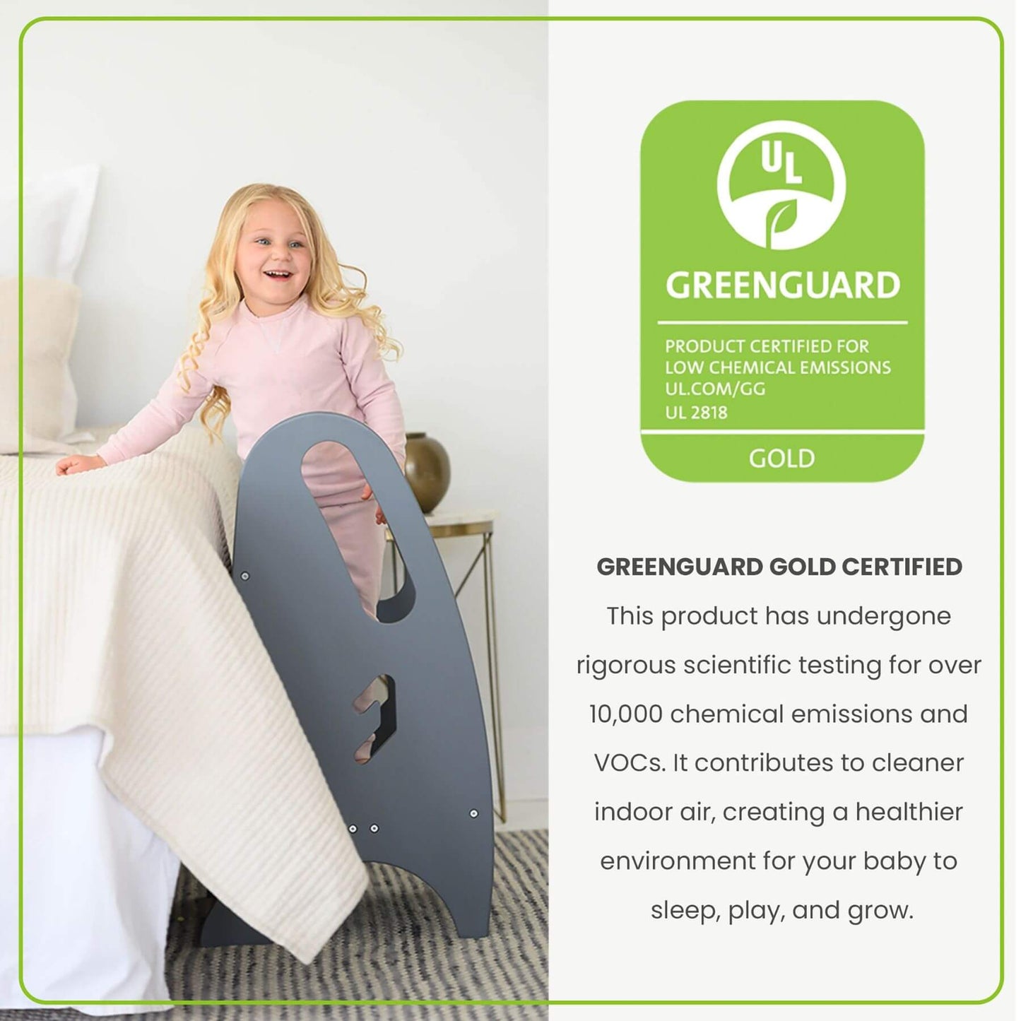 Girl Standing on Little Partners 3-in-1 Growing Step Stool Grey