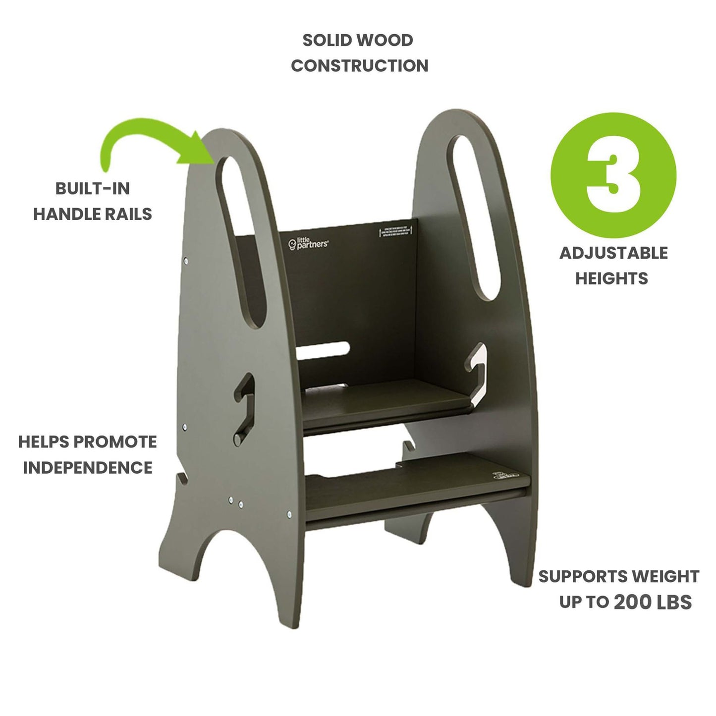 Little Partners 3-in-1 Growing Step Stool Olive Oil