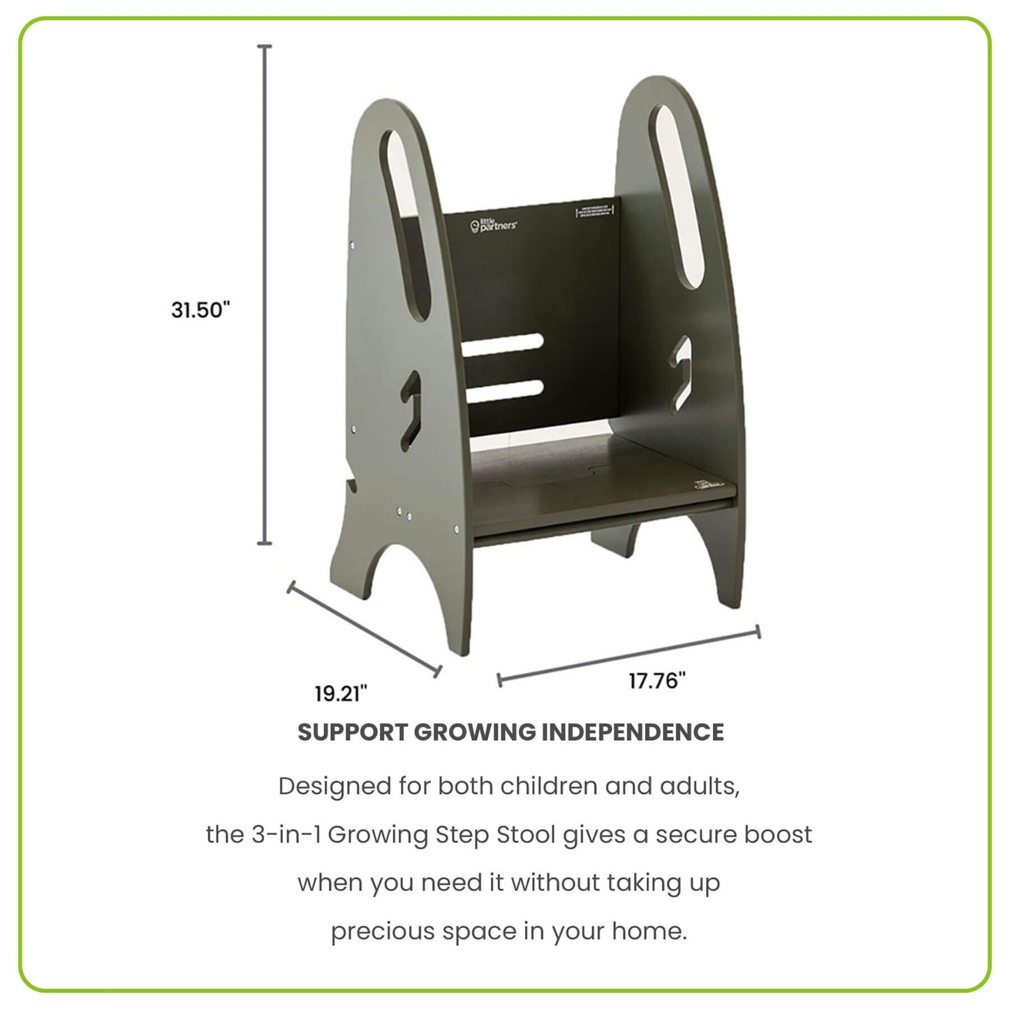 Little Partners 3-in-1 Growing Step Stool Olive Oil