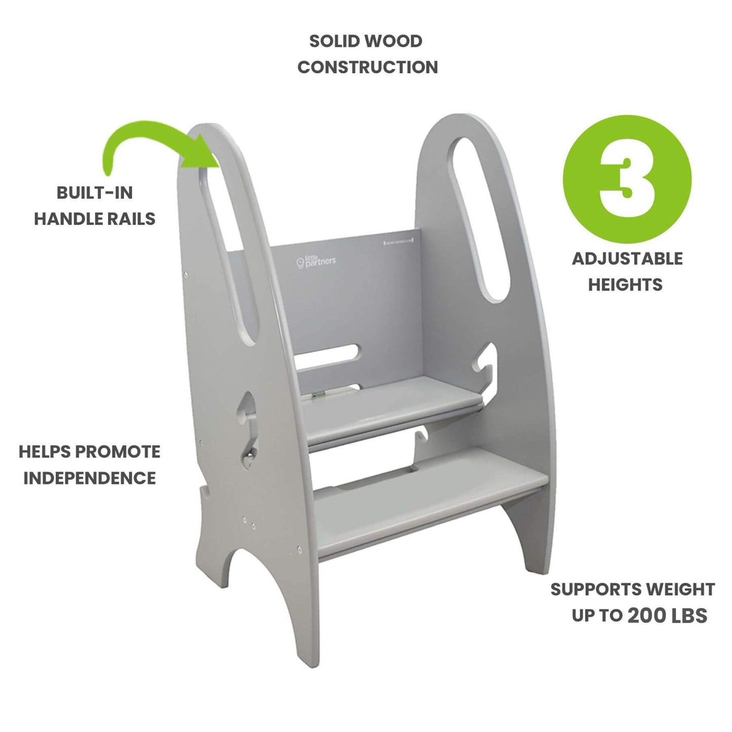 Little Partners 3-in-1 Growing Step Stool Silver