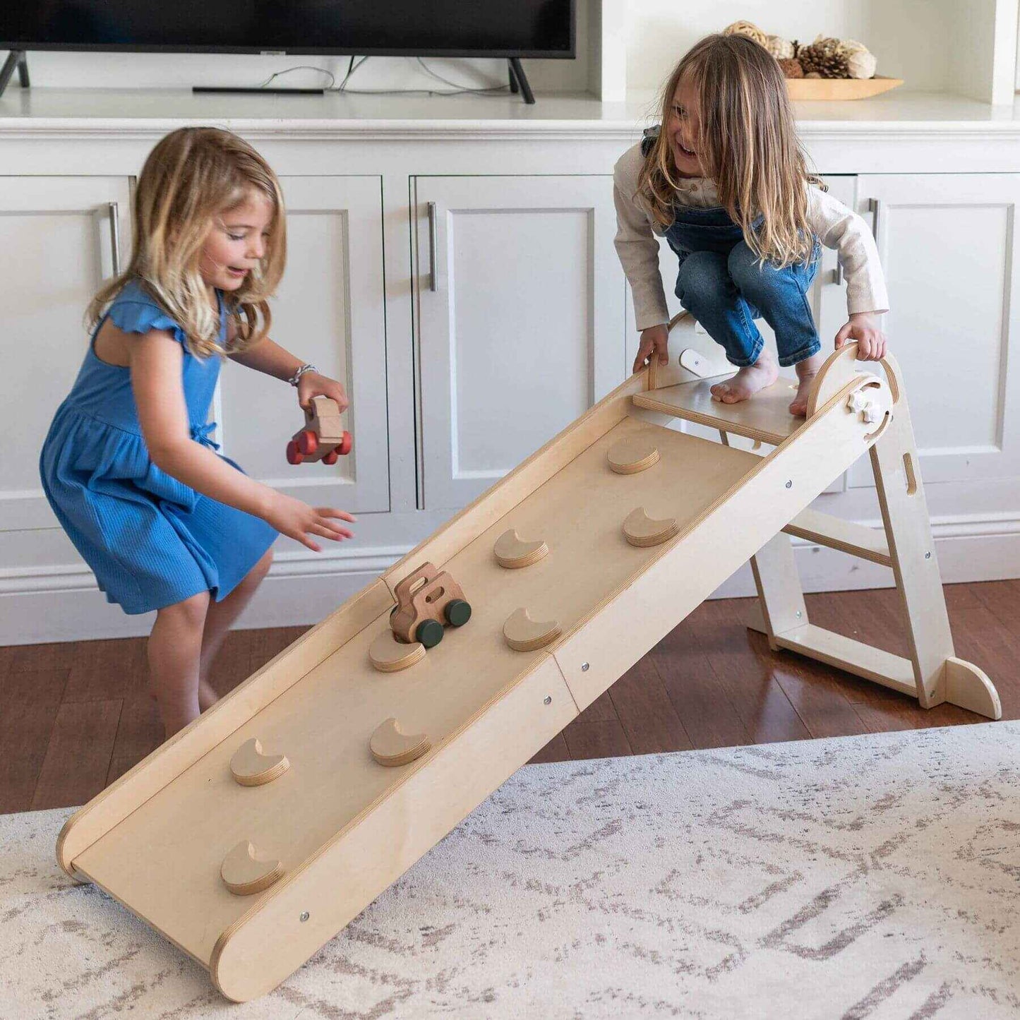 Girls Playing on Little Partners 2-in-1 Learn 'N Slide/Climb