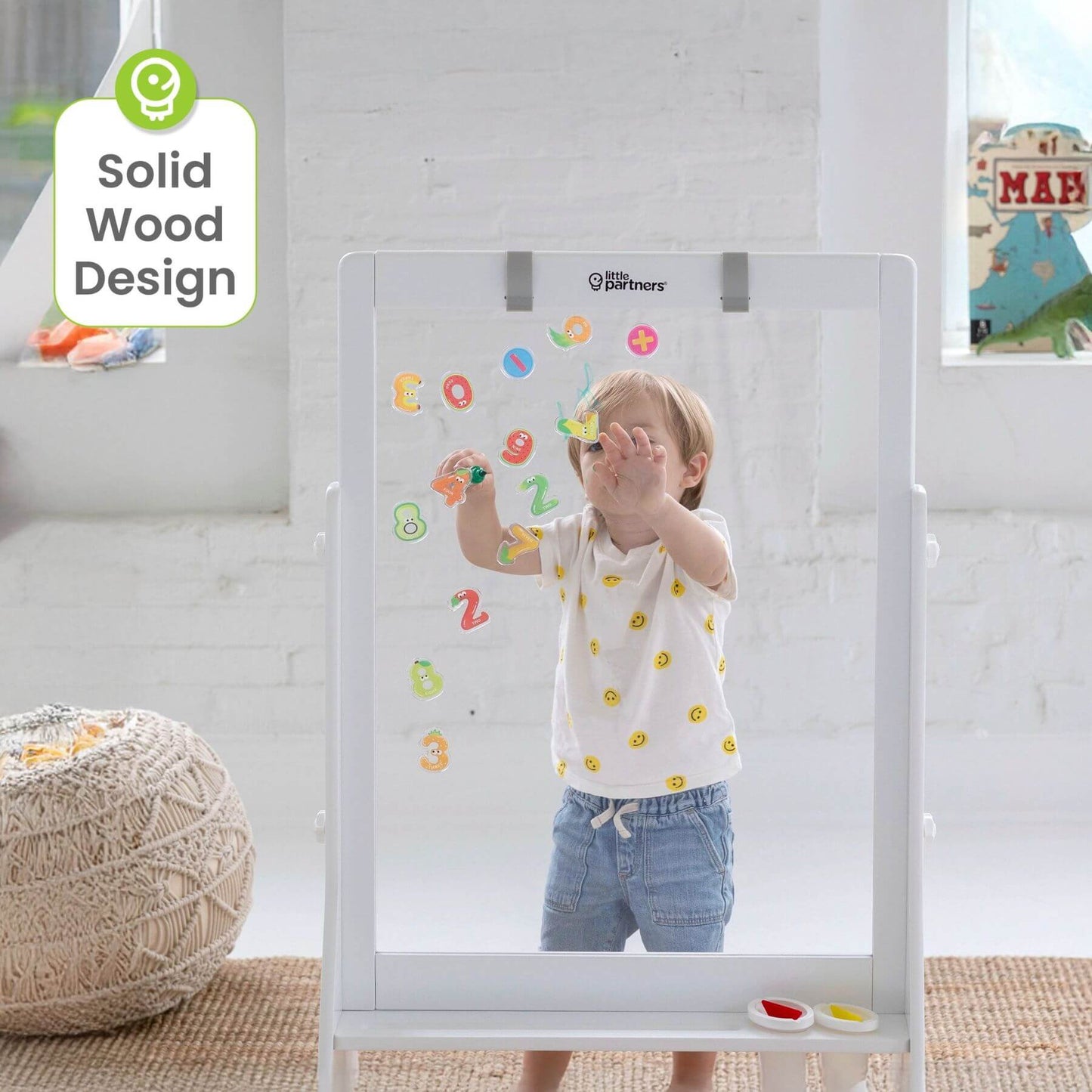 Kid Drawing on Little Partners Peek-A-Boo Easel White