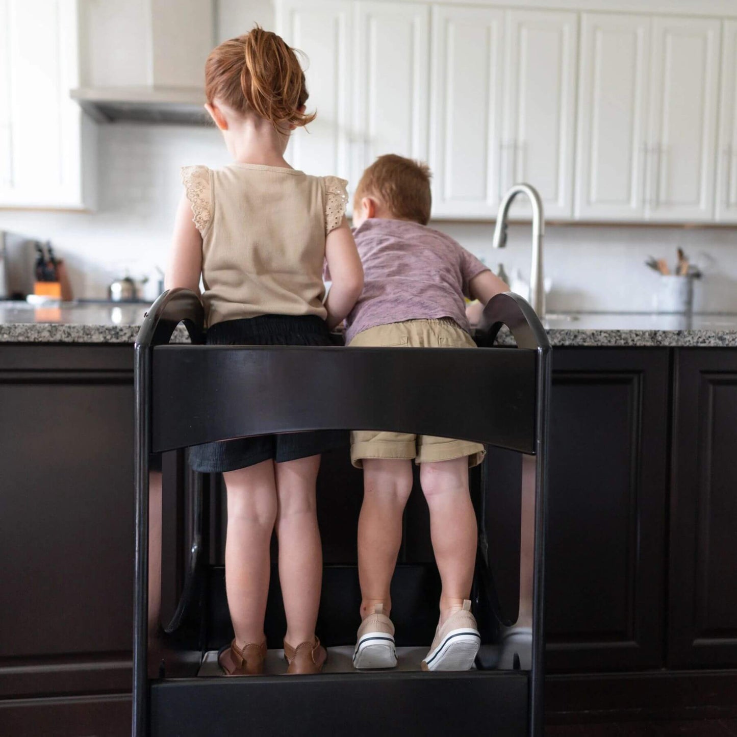 Two Kids Standing on the Same Little Partners The Learning Tower Ebony