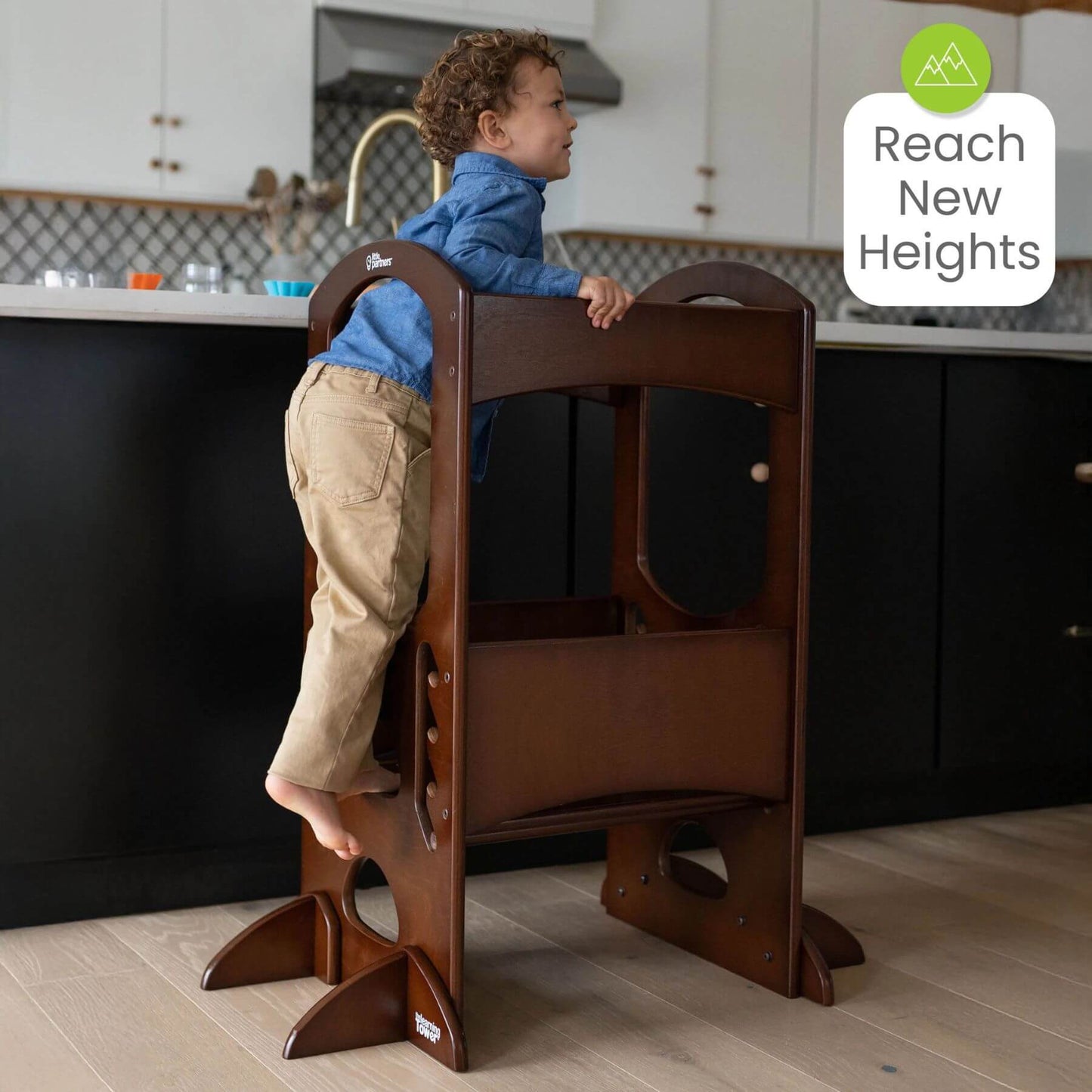 Boy Climbing on Little Partners The Learning Tower Espresso