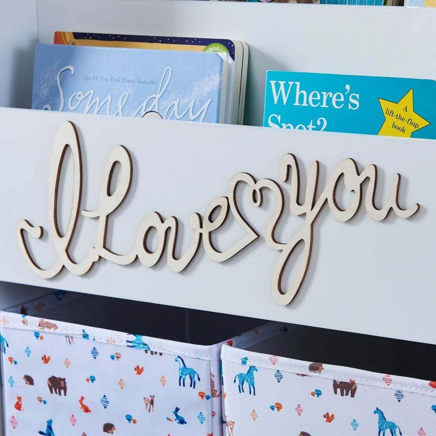 Close-up of Maison Kids Bookcase with Toy Storage
