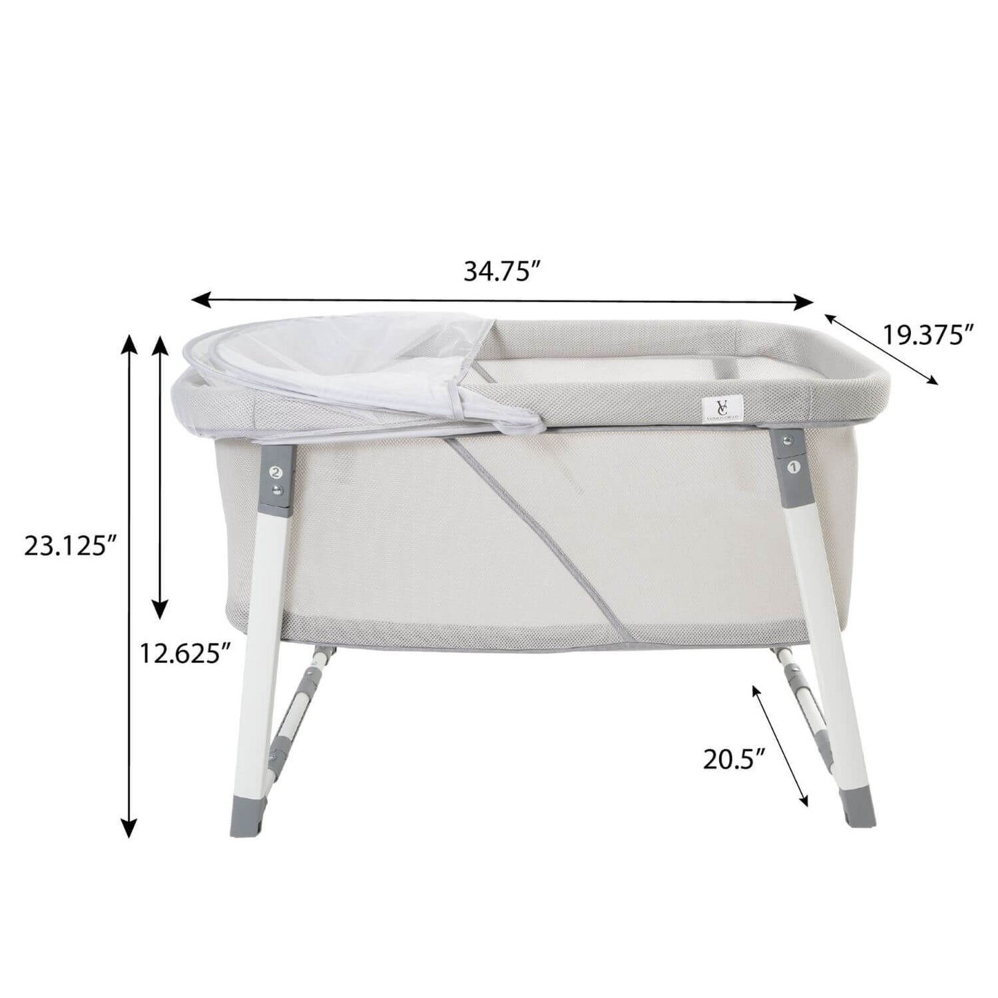 Venice Child Malibu Dreams Rocking Mini Bassinet | Gray - Dimensions