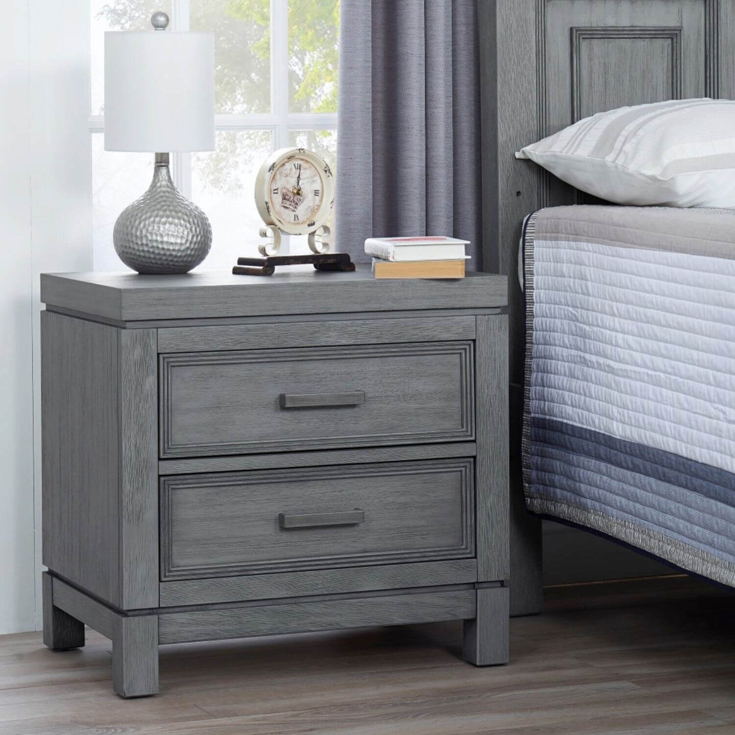 Soho Baby Manchester 2-Drawer Nightstand | Rustic Gray