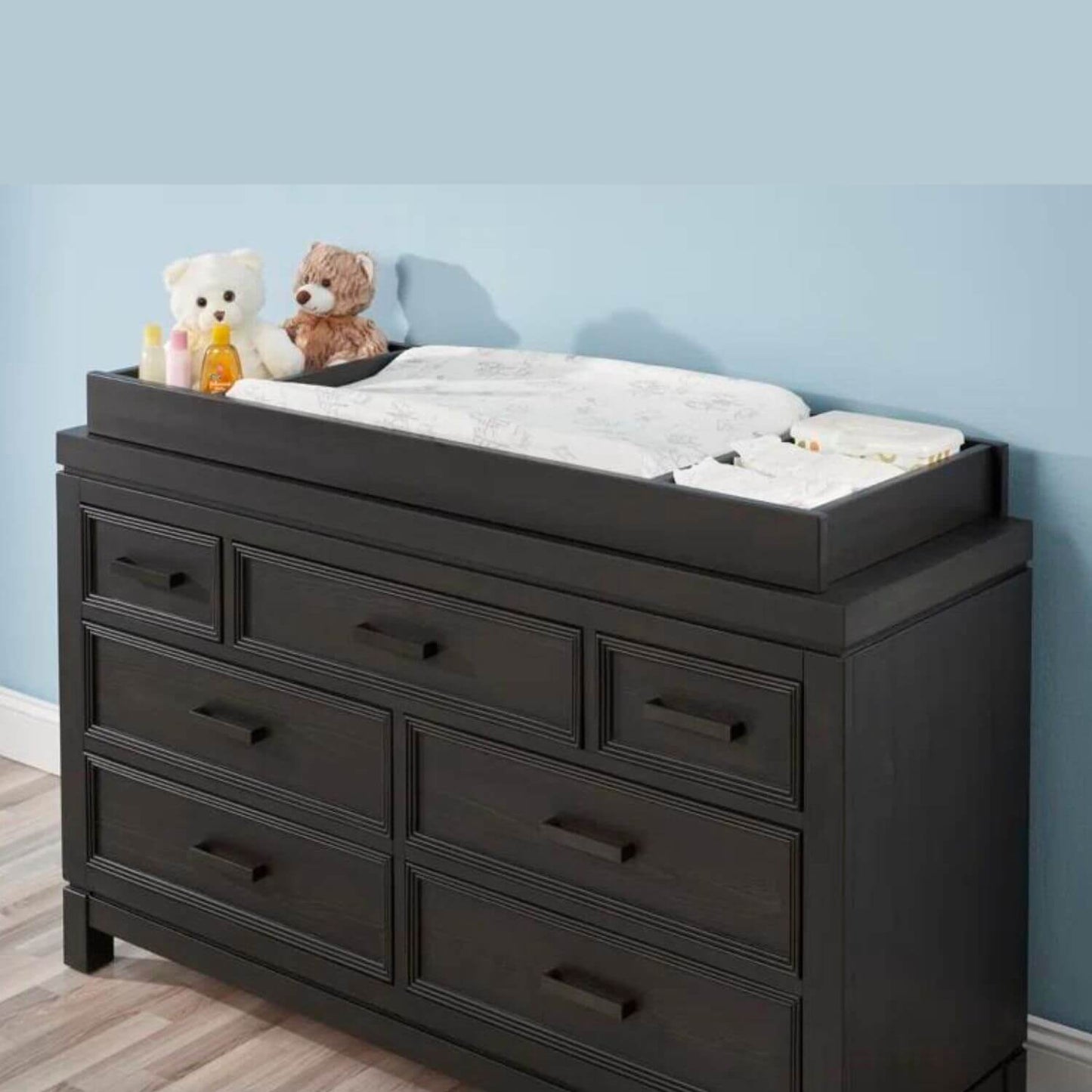 Soho Baby Manchester Changing Topper For 7-Drawer Dresser | Black Iron