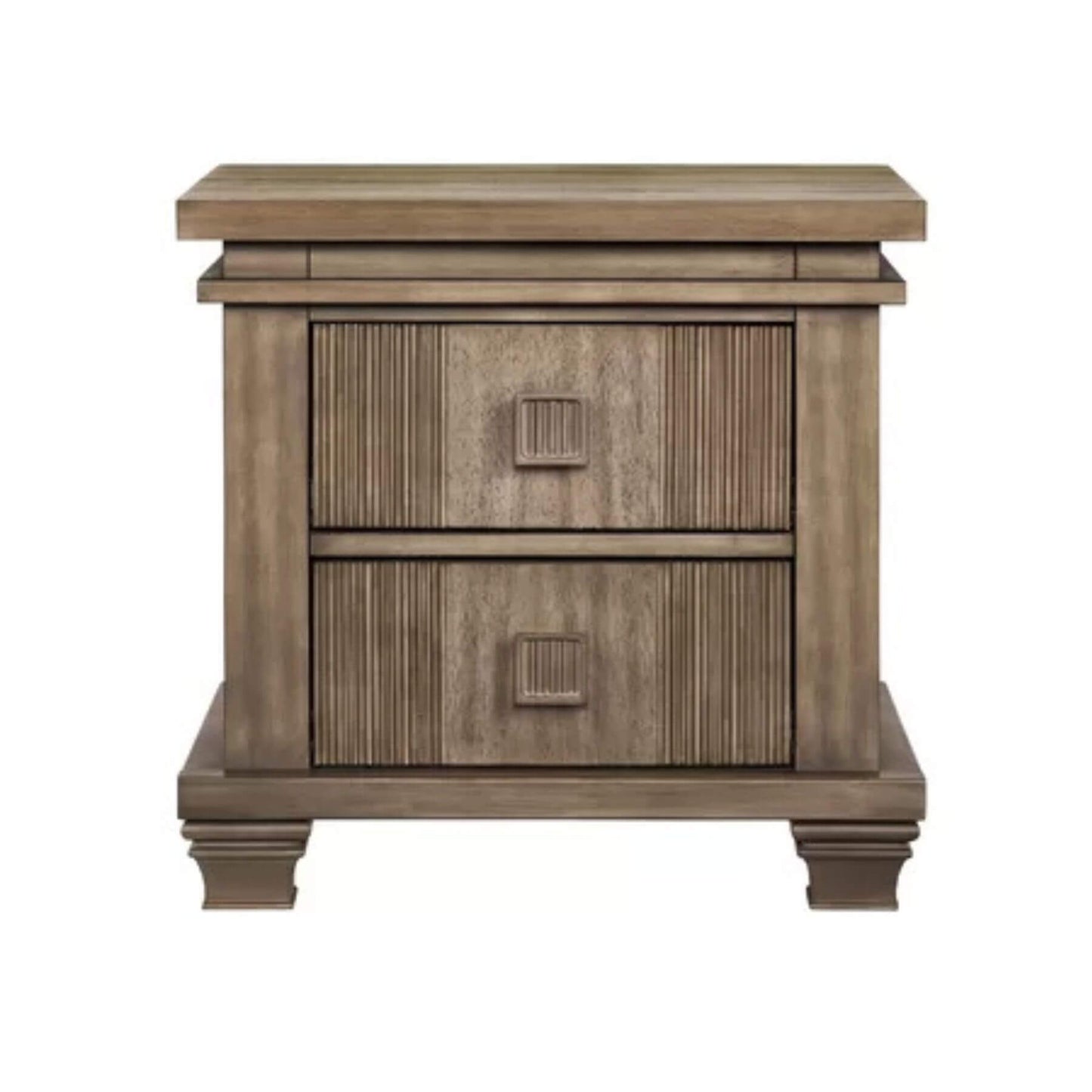 Front View of Mayfield 2 Drawer Nightstand Amber Brown