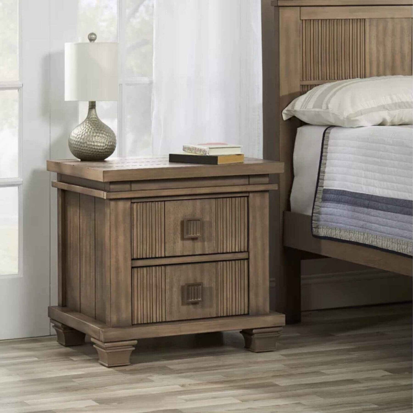 Mayfield 2 Drawer Nightstand Amber Brown