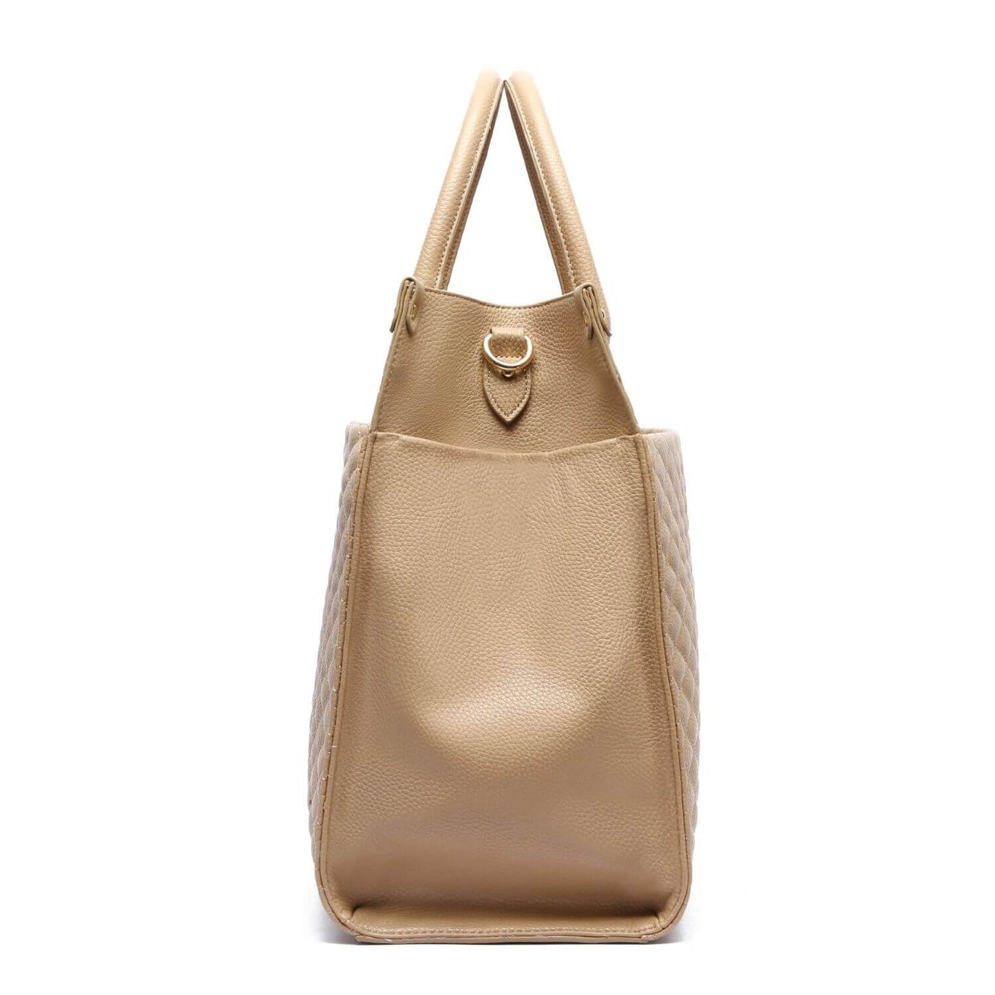 Side View of Luli Bebé Monaco Tote Bag | Latte Brown