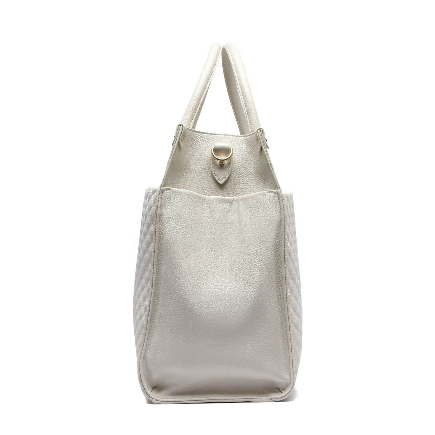 Side View of Luli Bebé Monaco Tote Bag | Pearl White