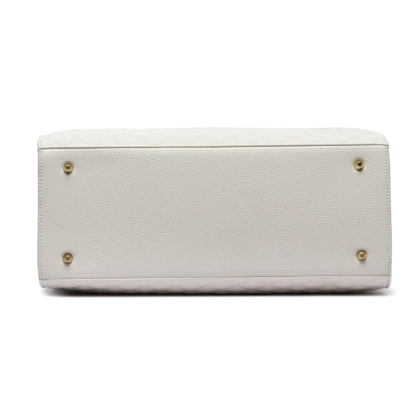 Bottom View of Luli Bebé Monaco Tote Bag | Pearl White
