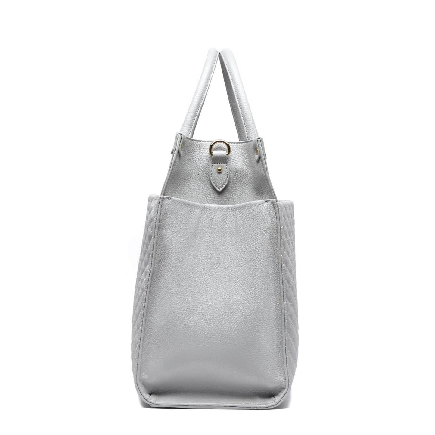 Side View of Luli Bebé Monaco Tote Bag | Stone Grey