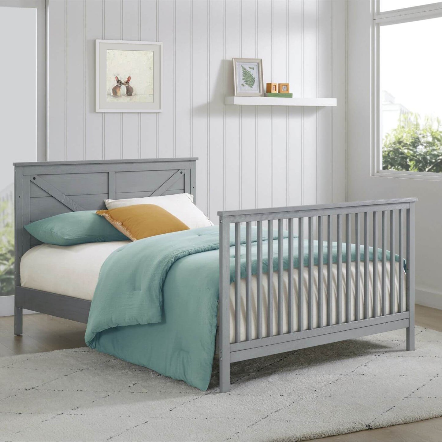 Oxford Baby Montauk 4-in-1 Convertible Crib | Farmhouse Gray