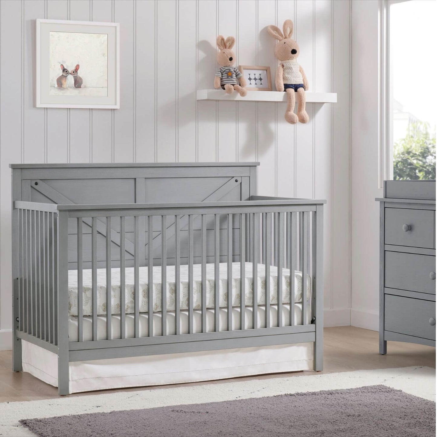Oxford Baby Montauk 4-in-1 Convertible Crib | Farmhouse Gray