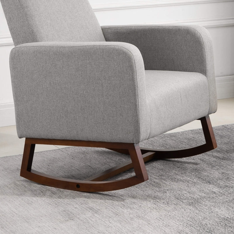 HOMCOM Nursery Rocker with Curved Wood Base Grey