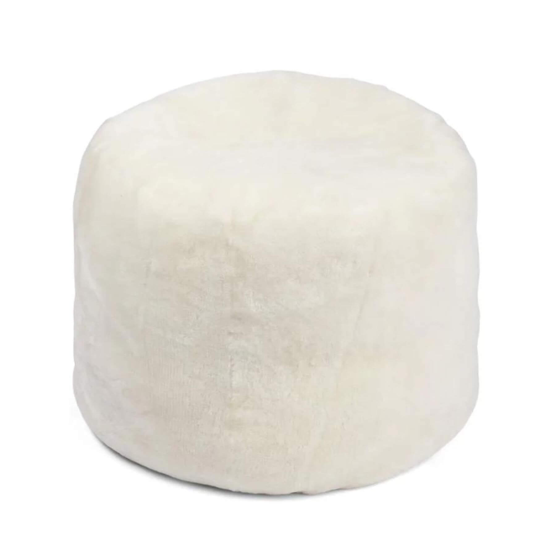 Natures Collection Round Pouf White