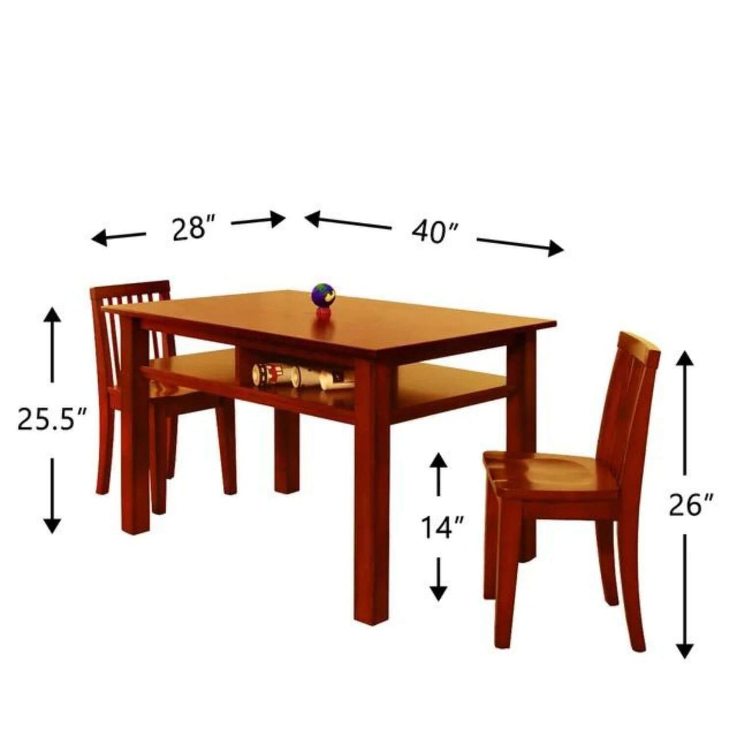AFG Newton Kids Table and 2 Contoured Chair Set, Mahogany
