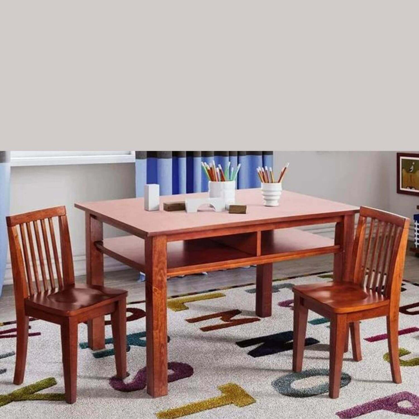 AFG Newton Kids Table and 2 Contoured Chair Set, Mahogany