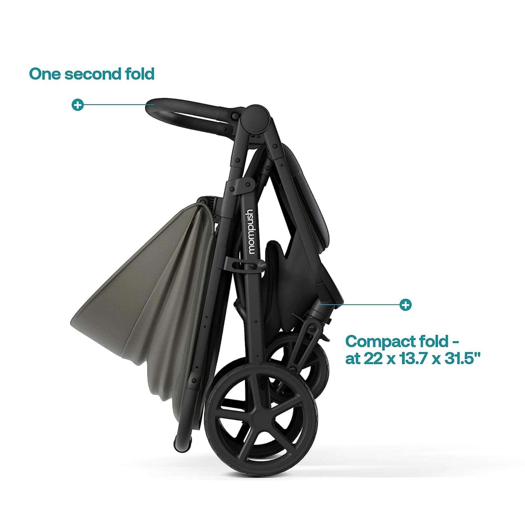 Folded Mompush Nova Baby Stroller Forest