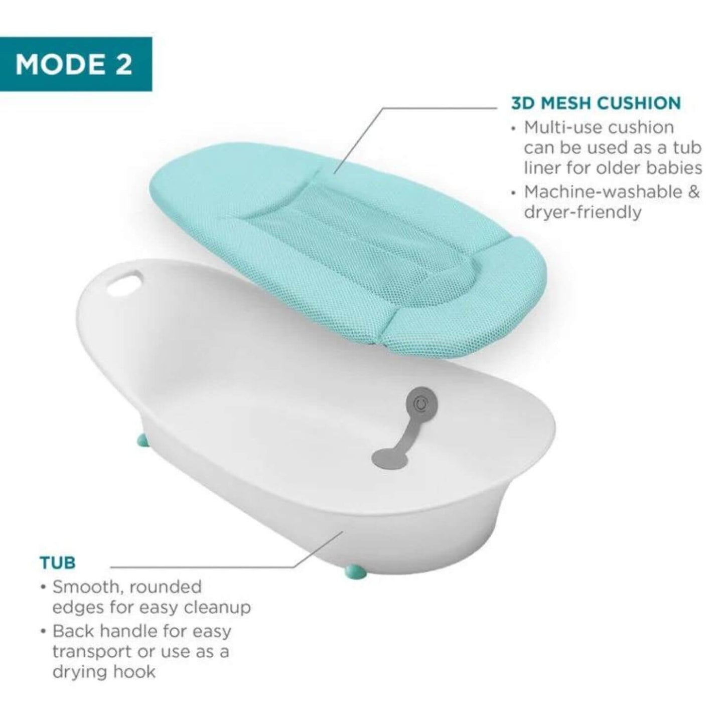 Contours Oasis 2-in-1 Comfort Cushion Tub White - Deetail