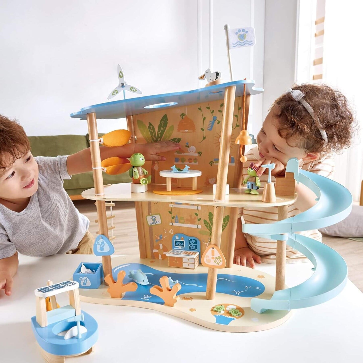 Kids Playing Hape Ocean Rescue Playset
