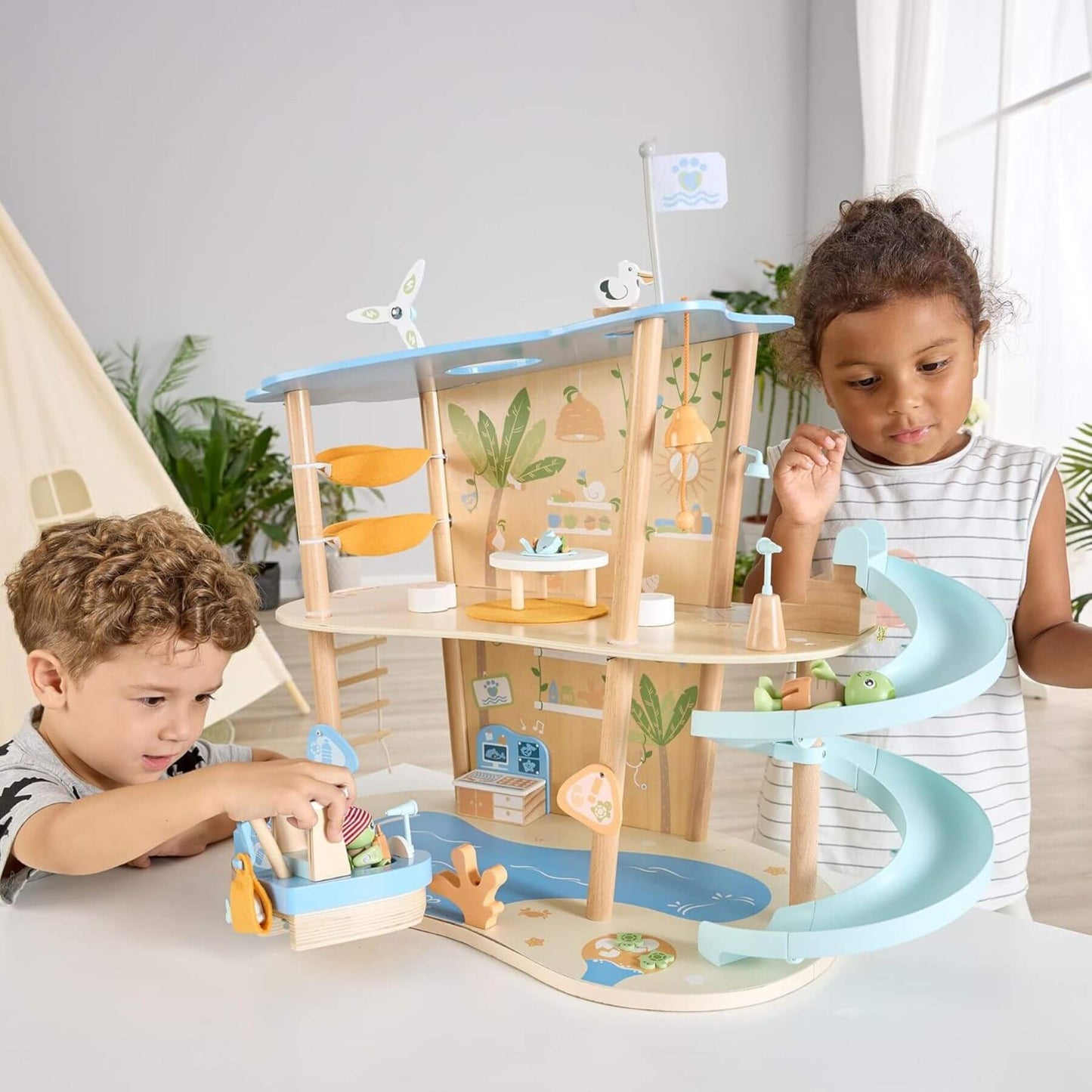 Kids Playing Hape Ocean Rescue Playset