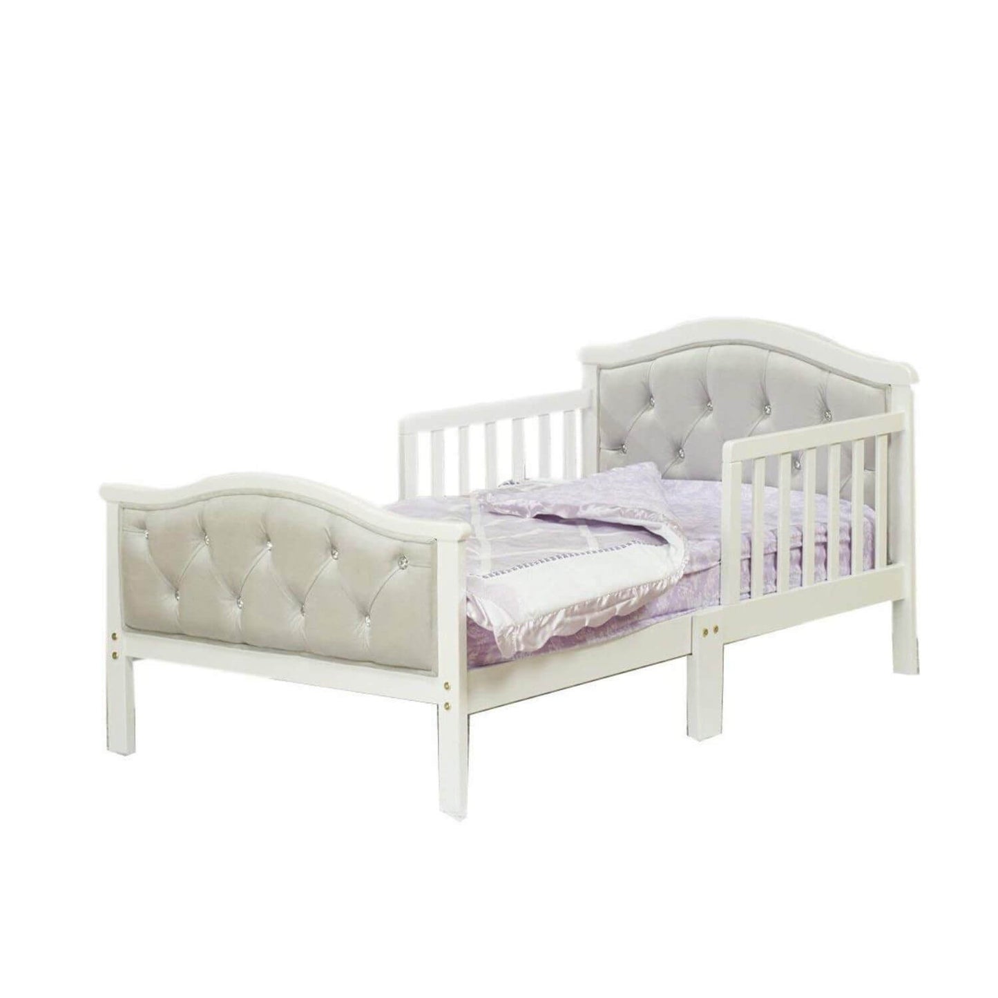 Orbelle French White Padded Gray Toddler Bed