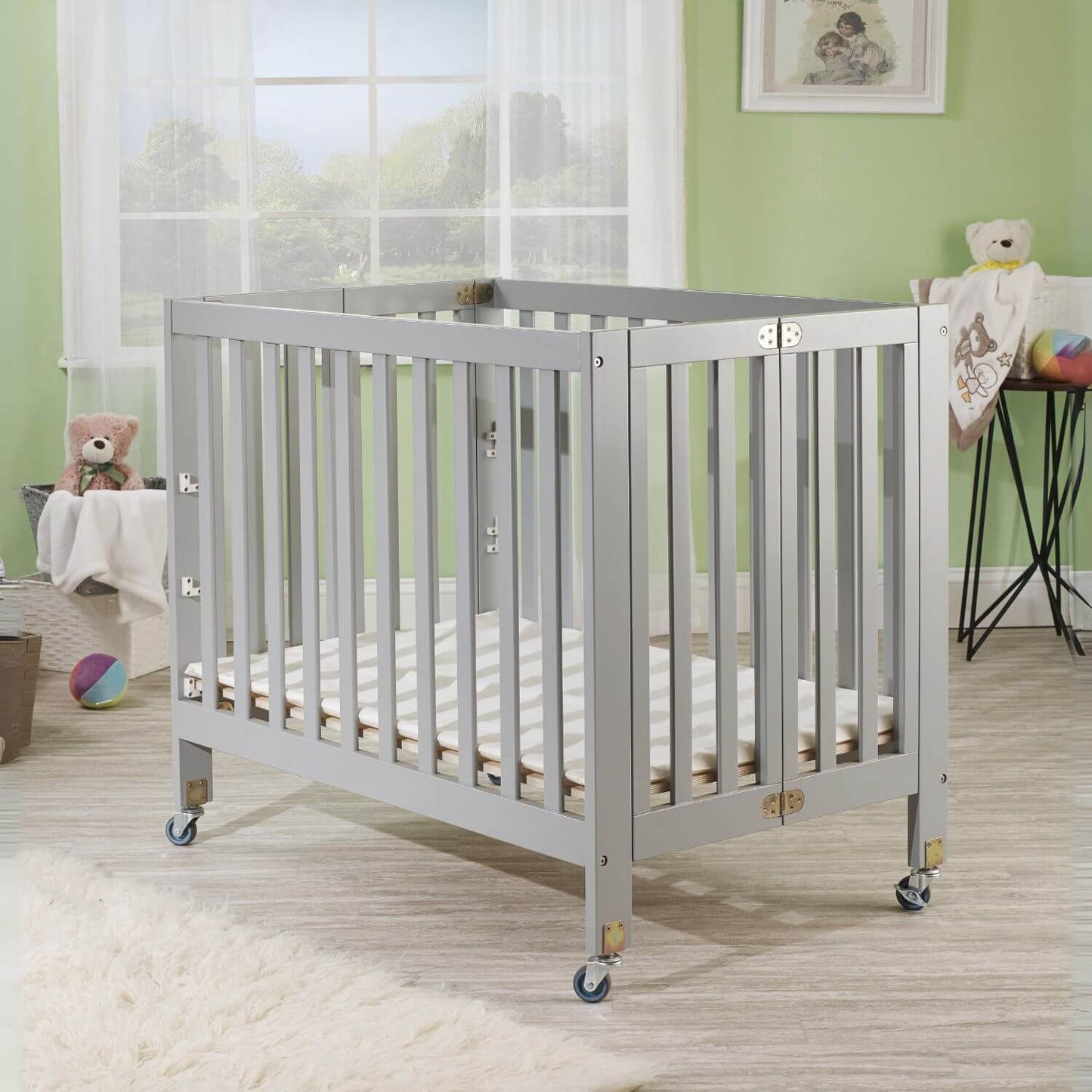 Orbelle Roxy Three Level Mini Portable Crib Gray - Lifestyle