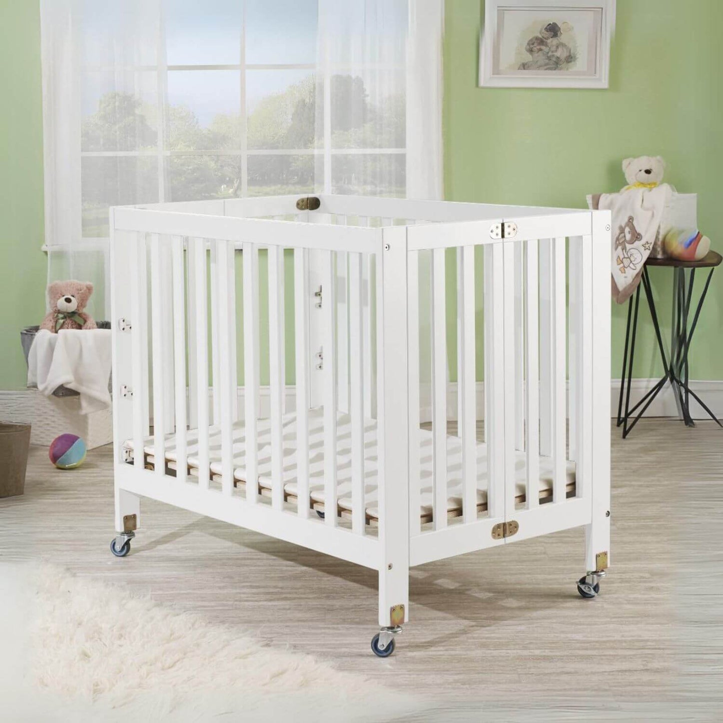Orbelle Roxy Three Level Mini Portable Crib White - Lifestyle