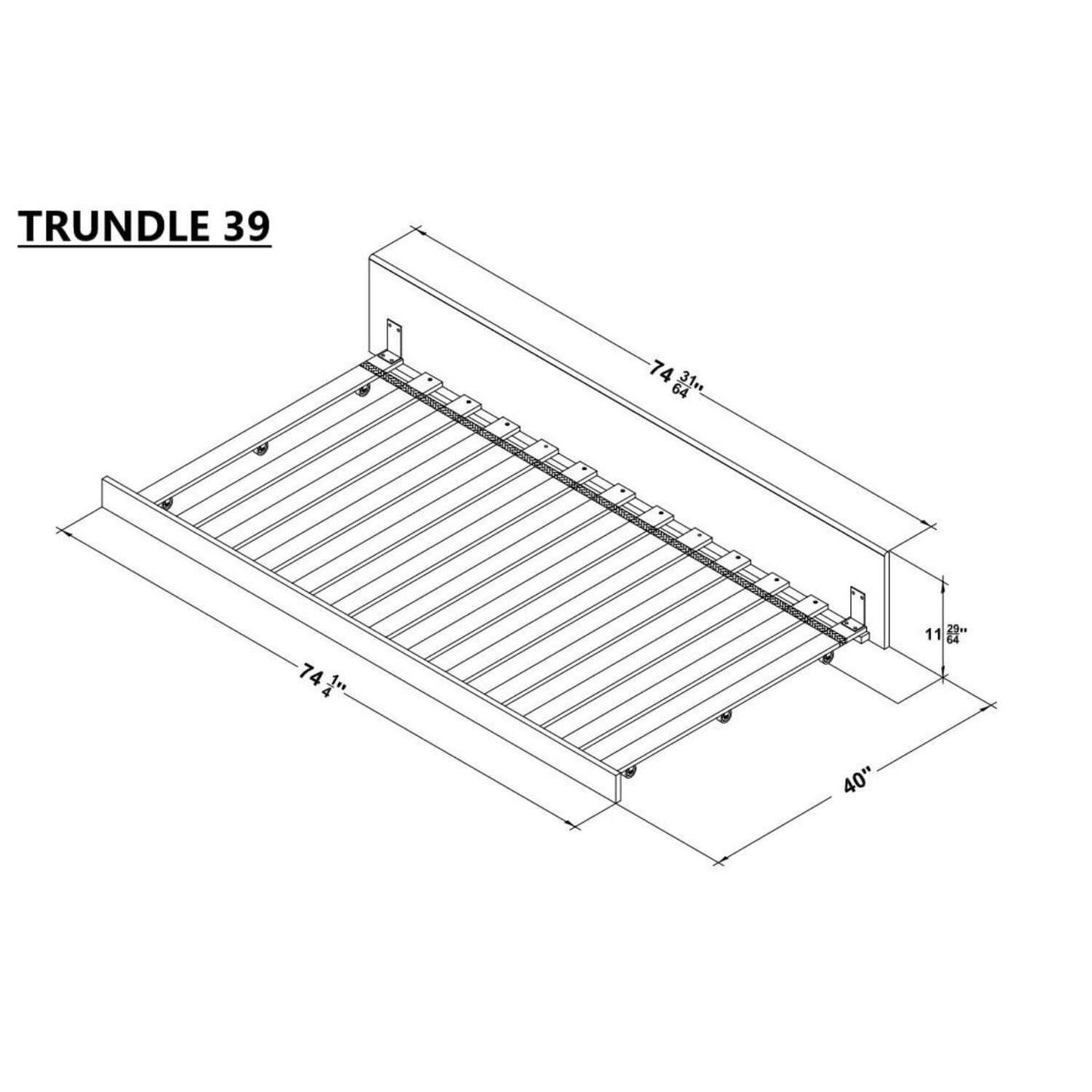 Orbelle Trundle Model 3739, Without Side Panels - Dimensions