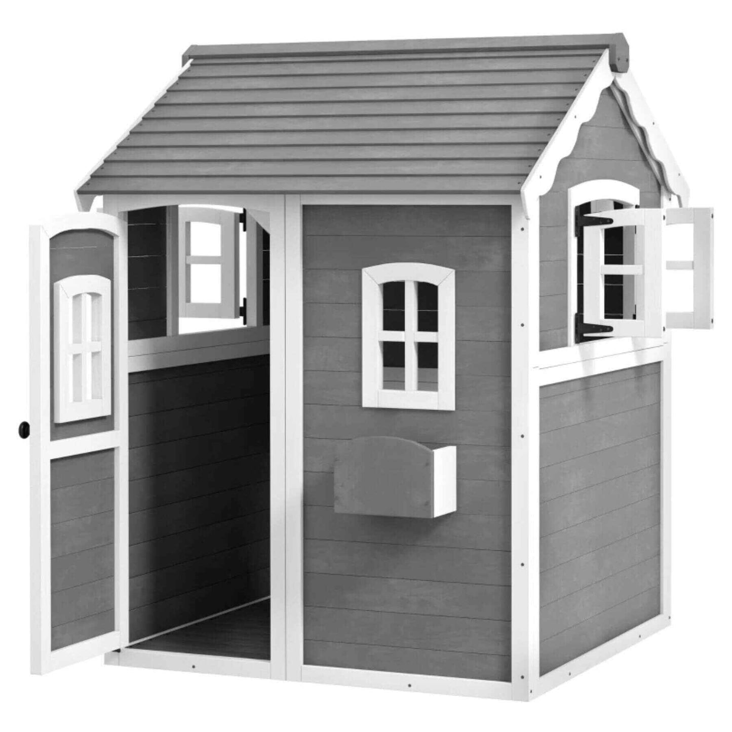 Outsunny Outdoor Wooden Playhouse for Kids Gray