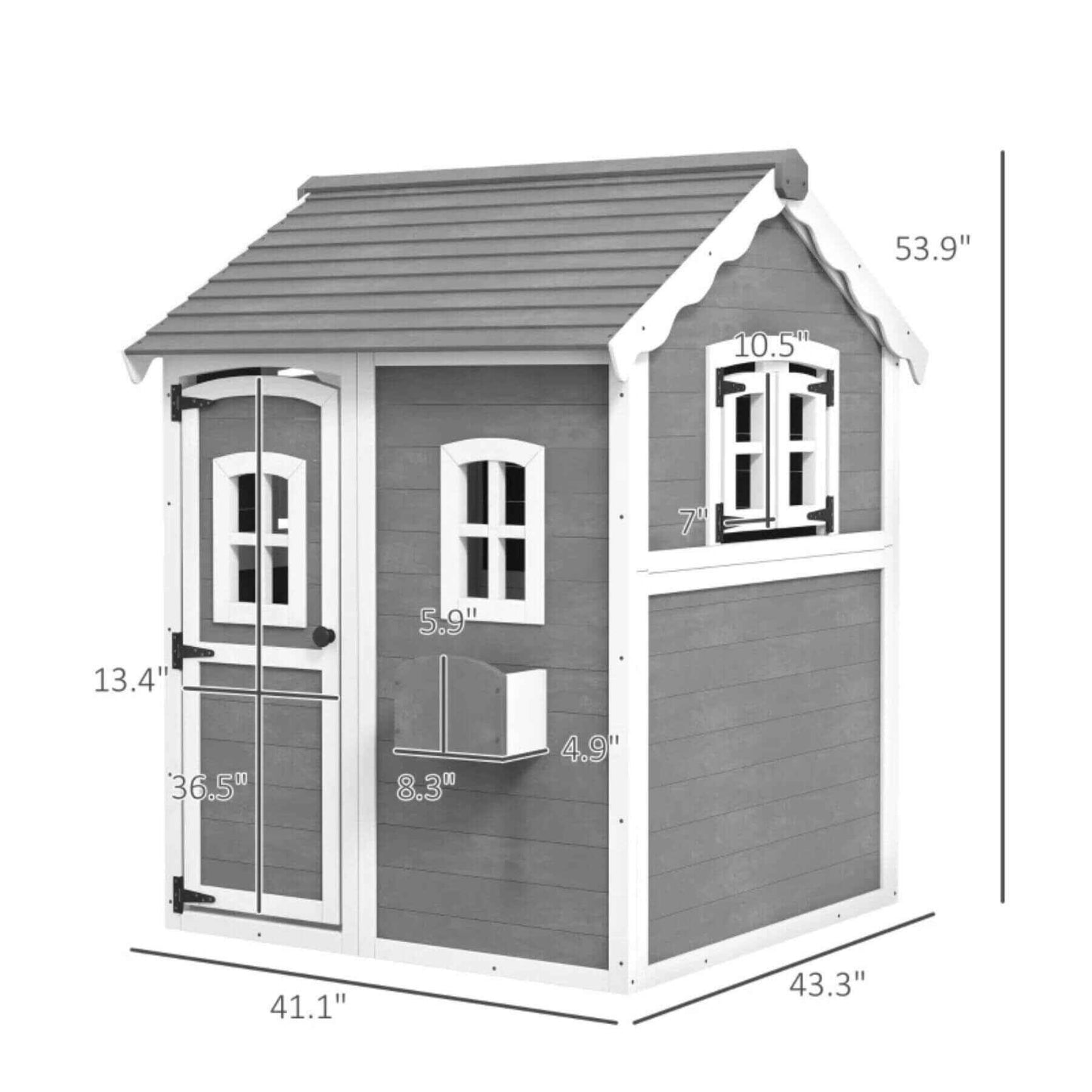 Outsunny Outdoor Wooden Playhouse for Kids Gray