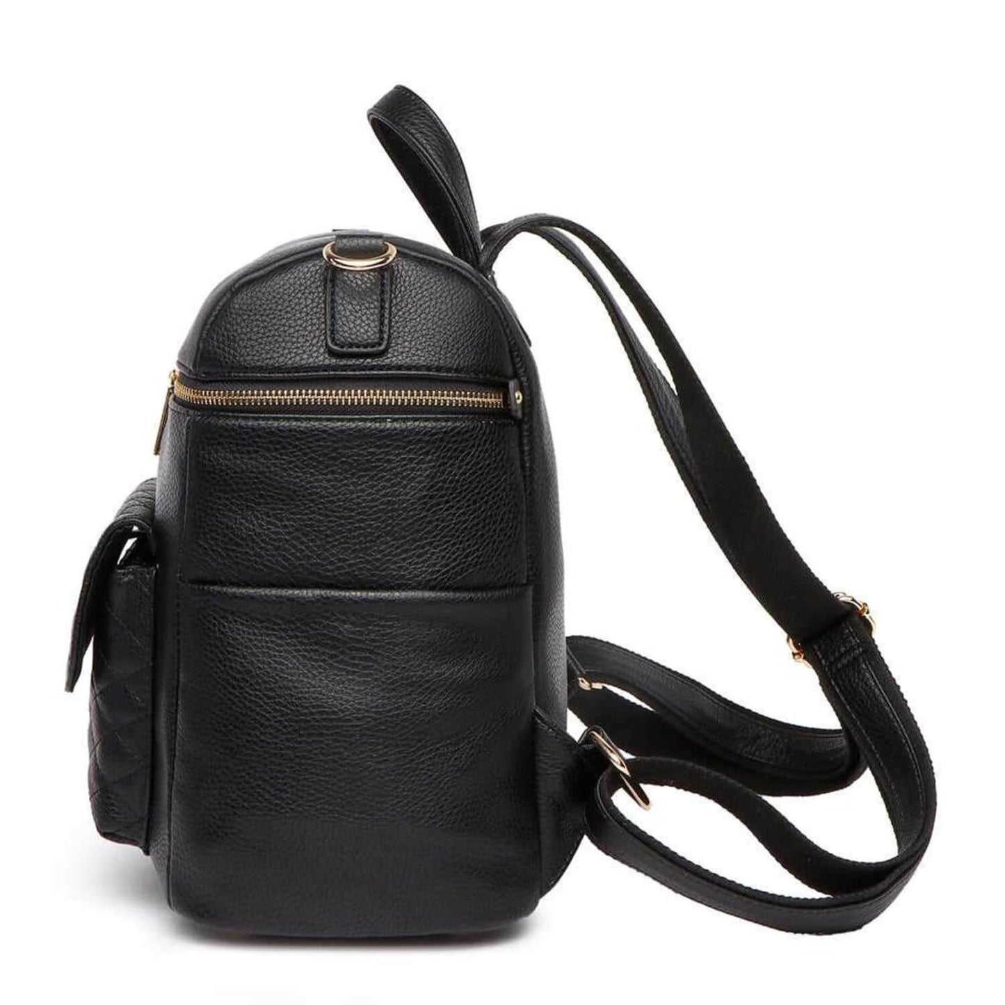 Side View of Luli Bebé Petit Monaco Diaper Bag | Ebony Black