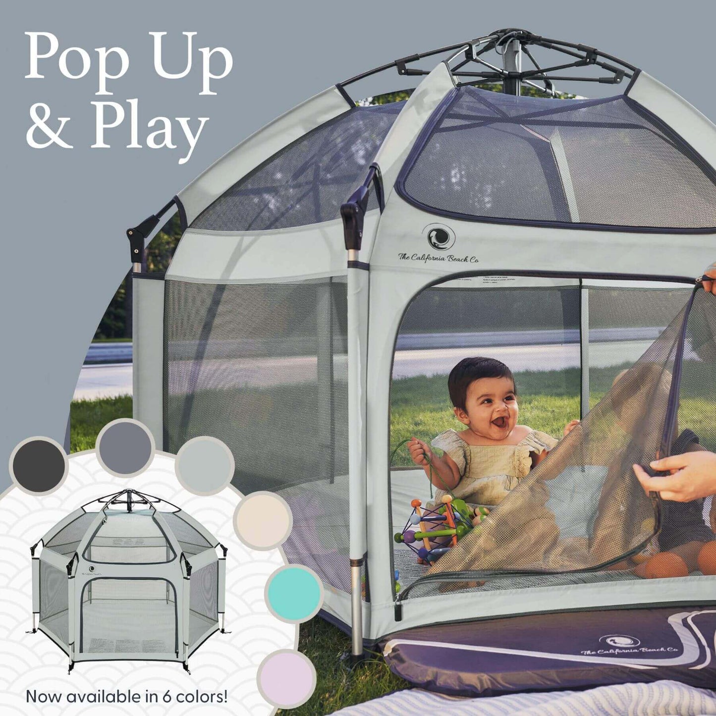 Baby Playing inside Pop 'N Go™ Playpen Light Gray