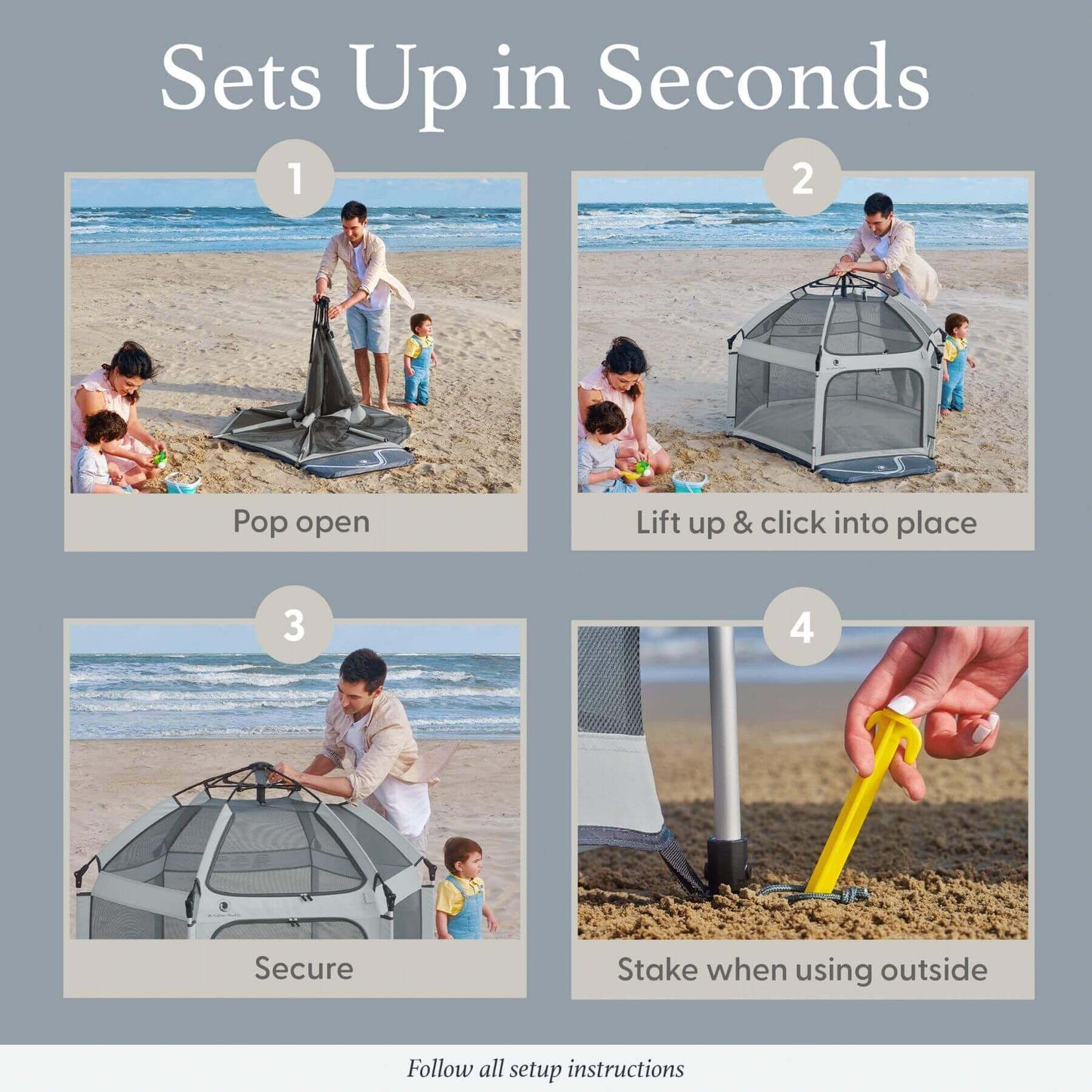 Steps of Setting up Pop 'N Go™ Playpen Light Gray