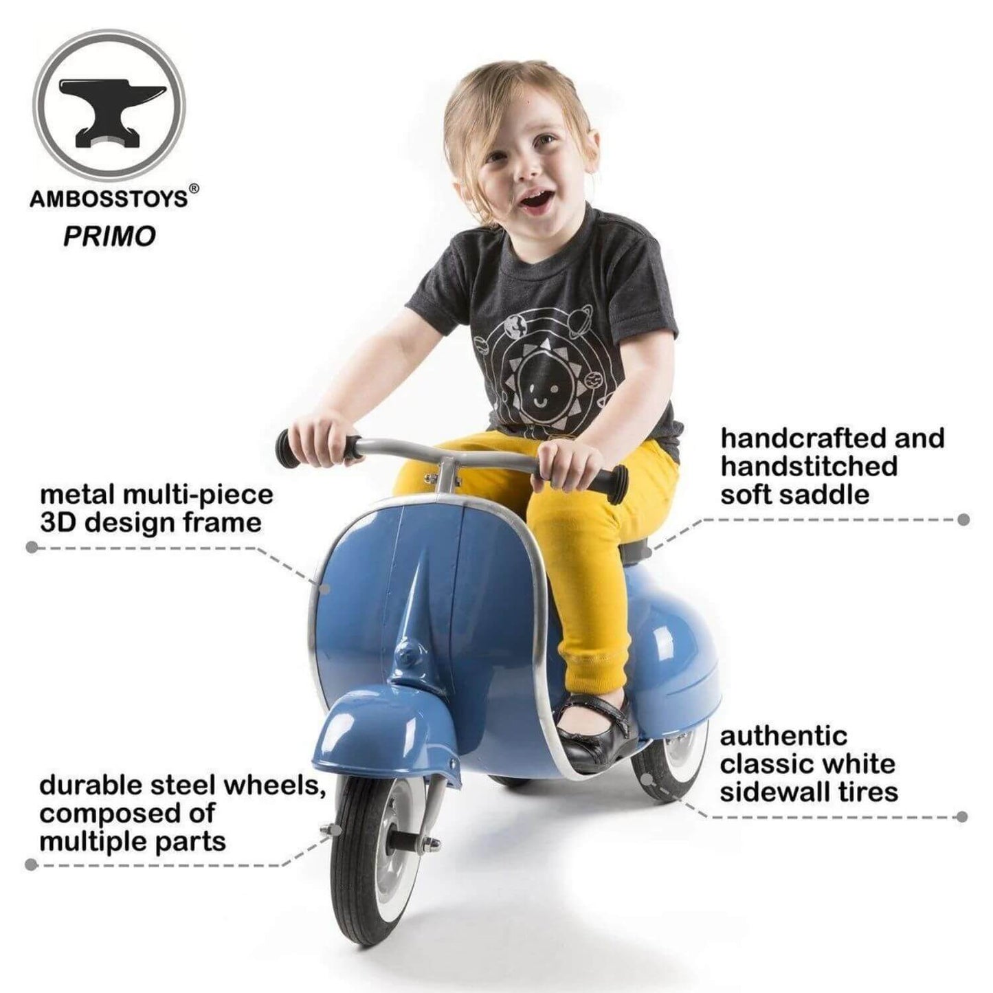 Primo Classic Ride-On Scooter Blue - Features