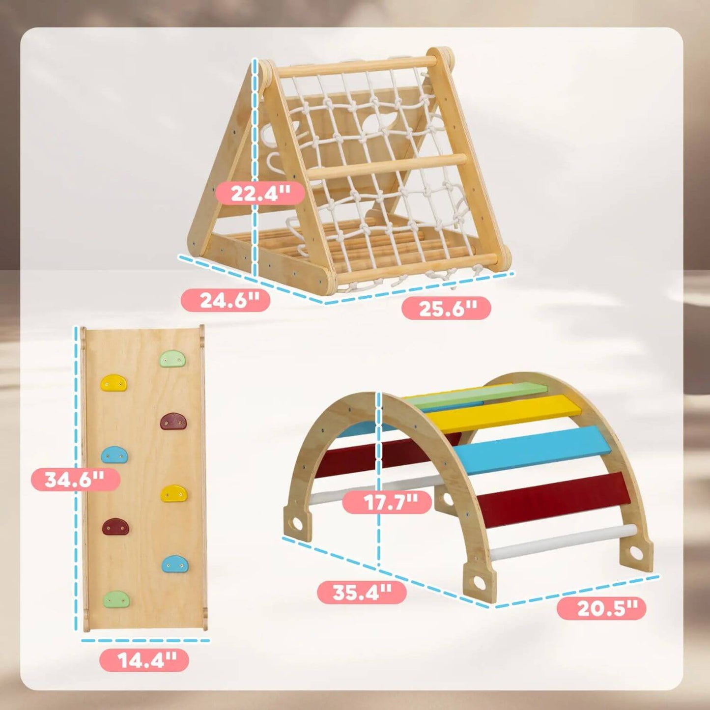 Qaba 7-in-1 Pikler Triangle Set Multicolored