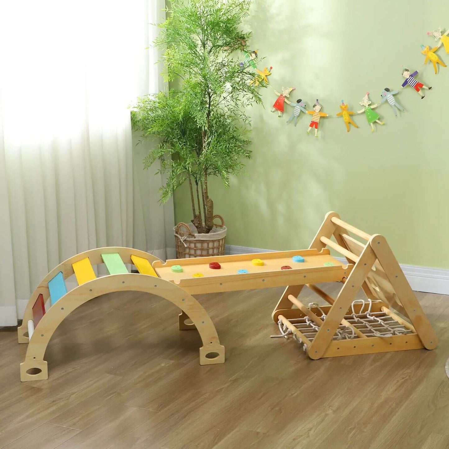 Qaba 7-in-1 Pikler Triangle Set Multicolored