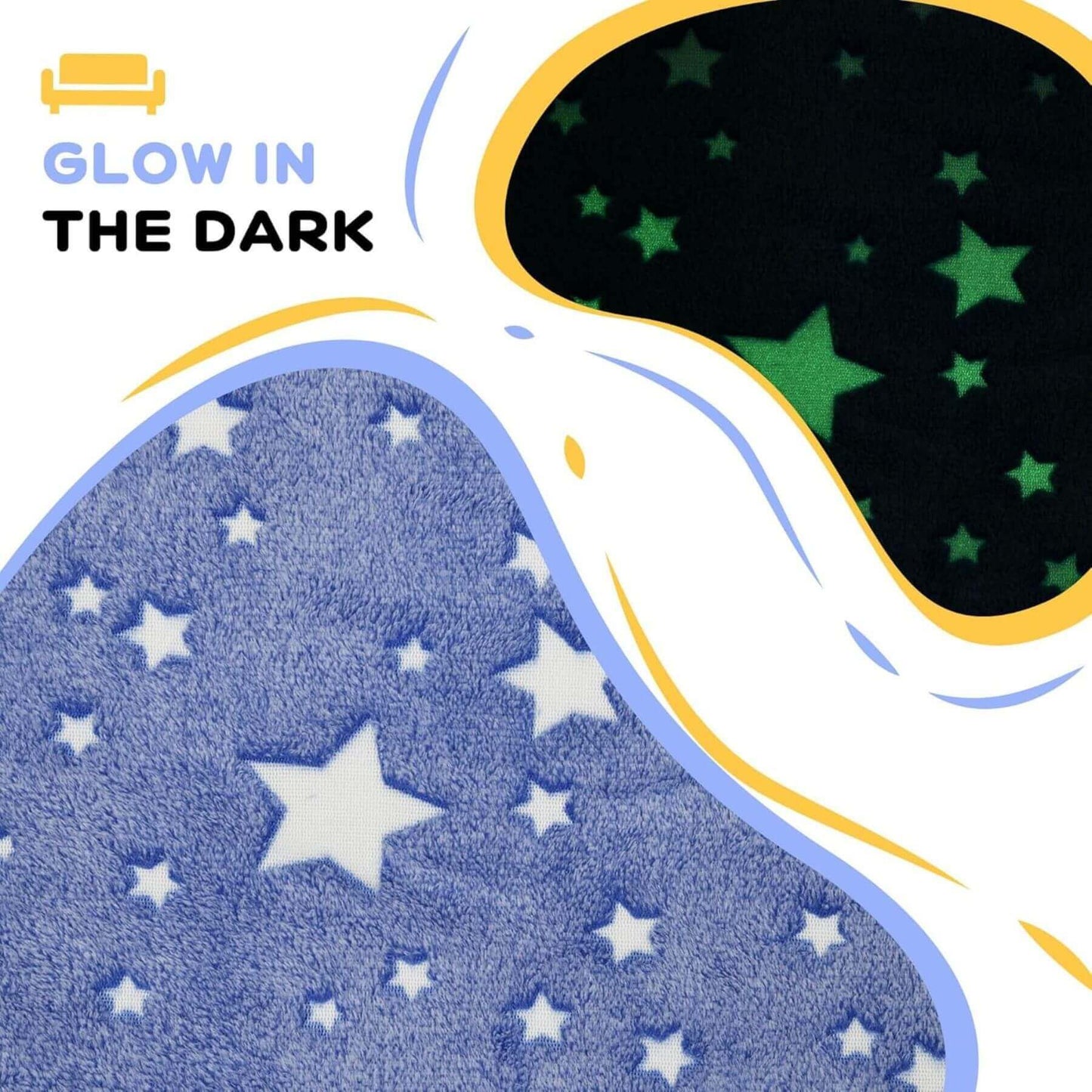 Glow-in-the-dark stars on a dark background with 'Glow in the Dark' text.