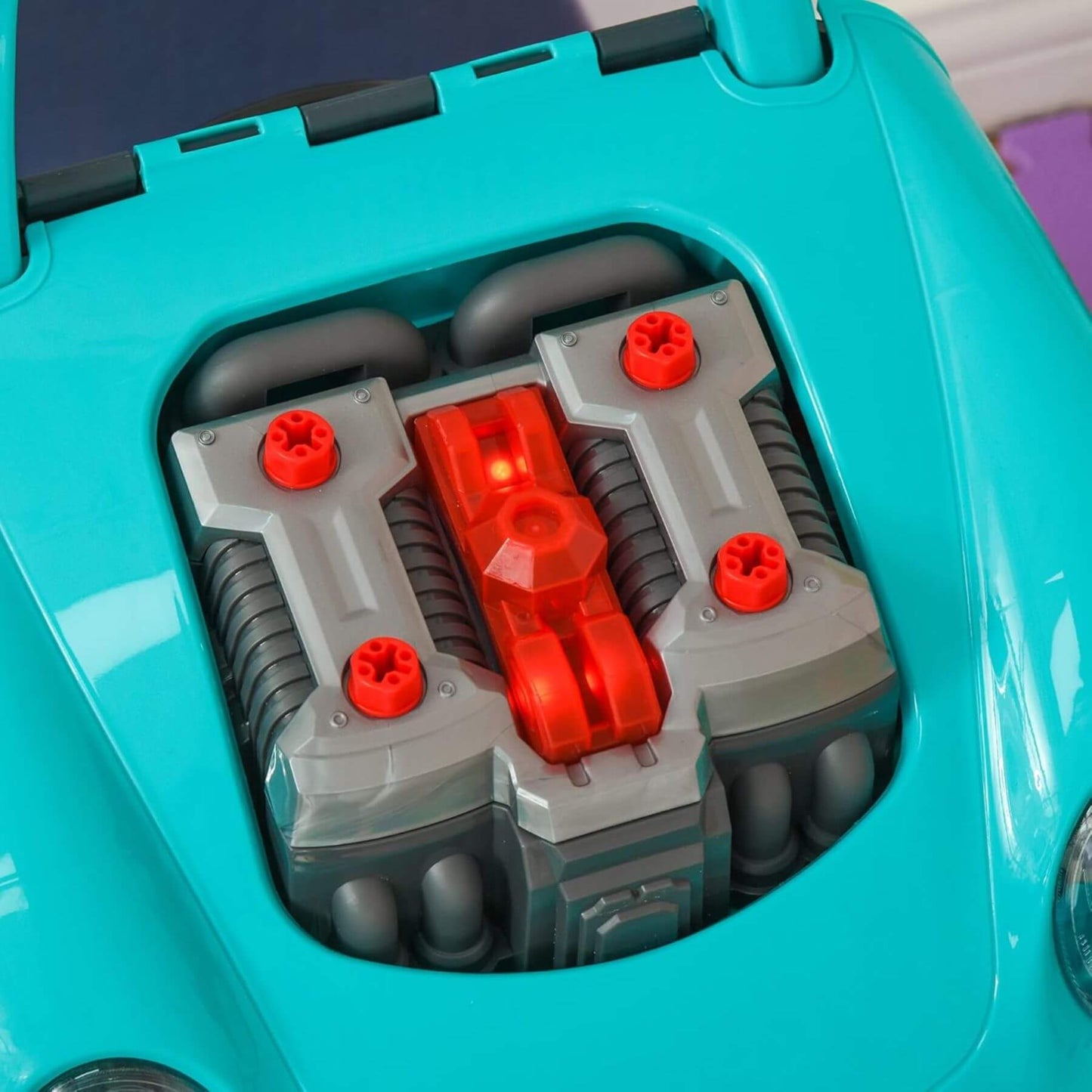 Close-up of Qaba Mechanic Kids Truck Engine Toy Set Teal