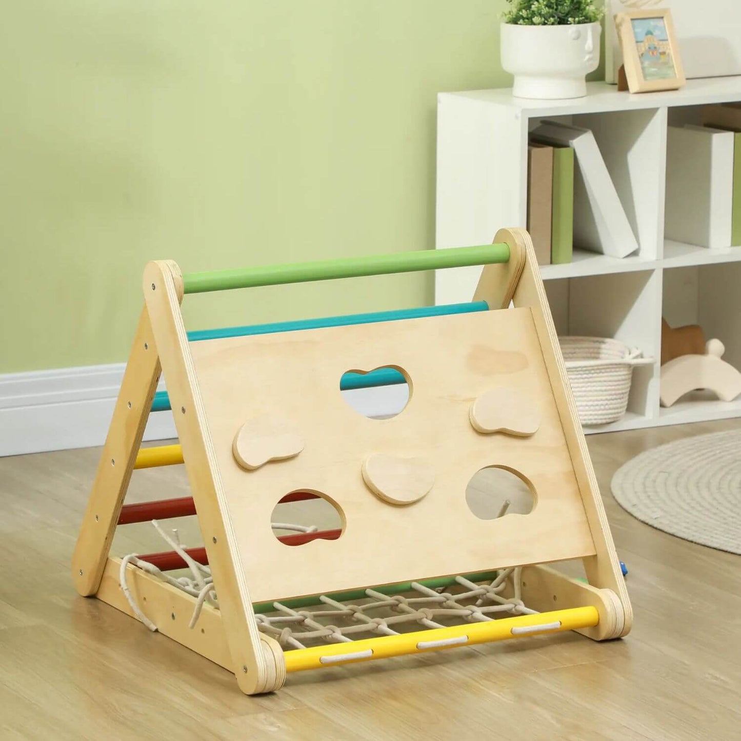 Qaba 5-in-1 Pikler Triangle Set with Slide & Sandbags Multicolor