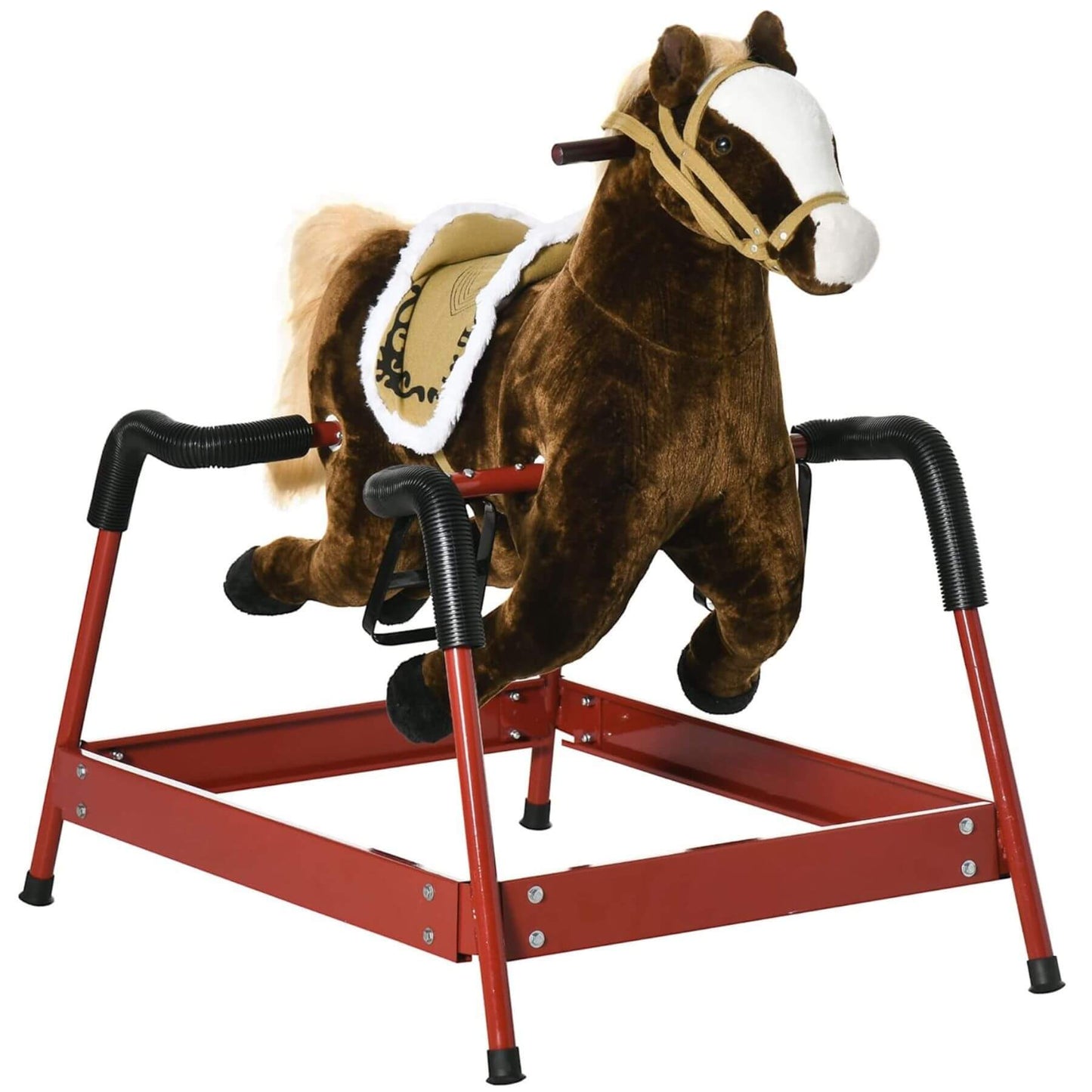 Qaba Ride on Horse with Animal Sounds Dark Brown