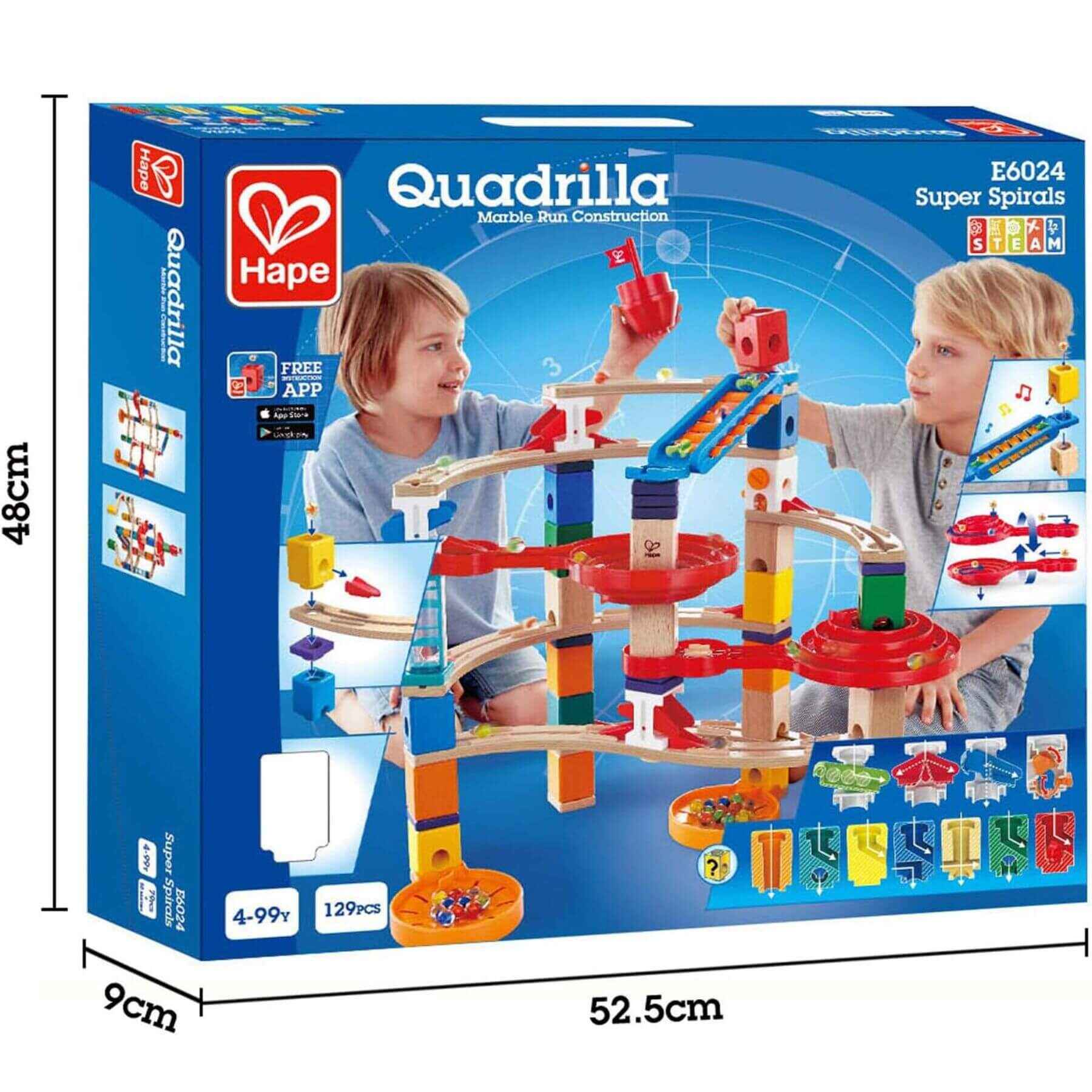 Hape Quadrilla Super Spirals Wooden Marble Run Blocks