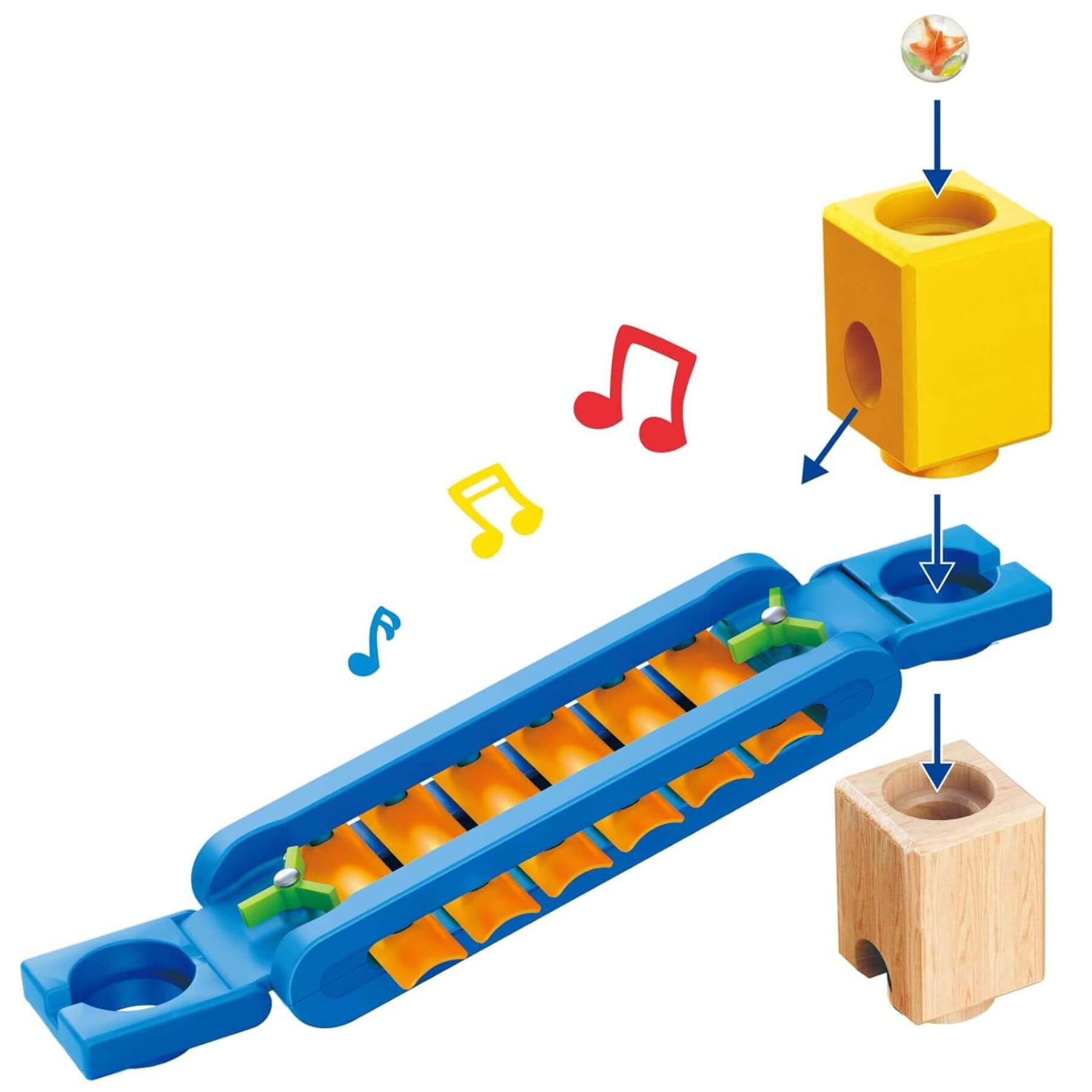 Parts of Hape Quadrilla Super Spirals Wooden Marble Run Blocks