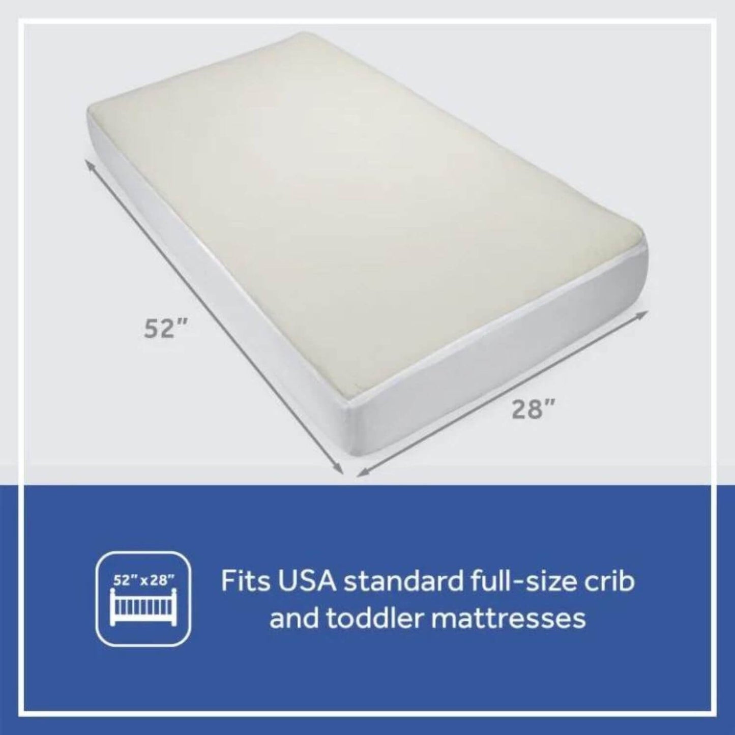 Sealy Quilted Fitted Crib Mattress Pad with Organic Cotton Top - Dimensions